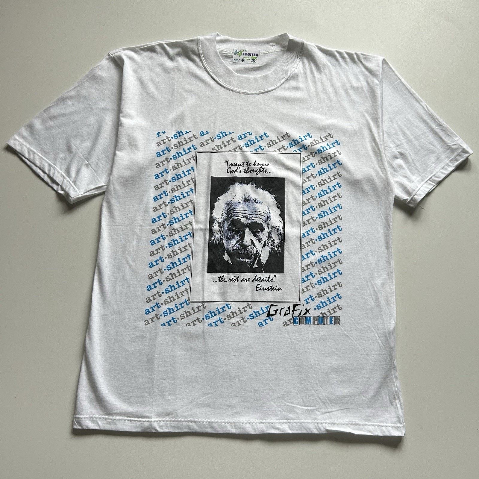 Vintage Vintage 90s Albert Einstein Art Shirt XL White Graphic 
