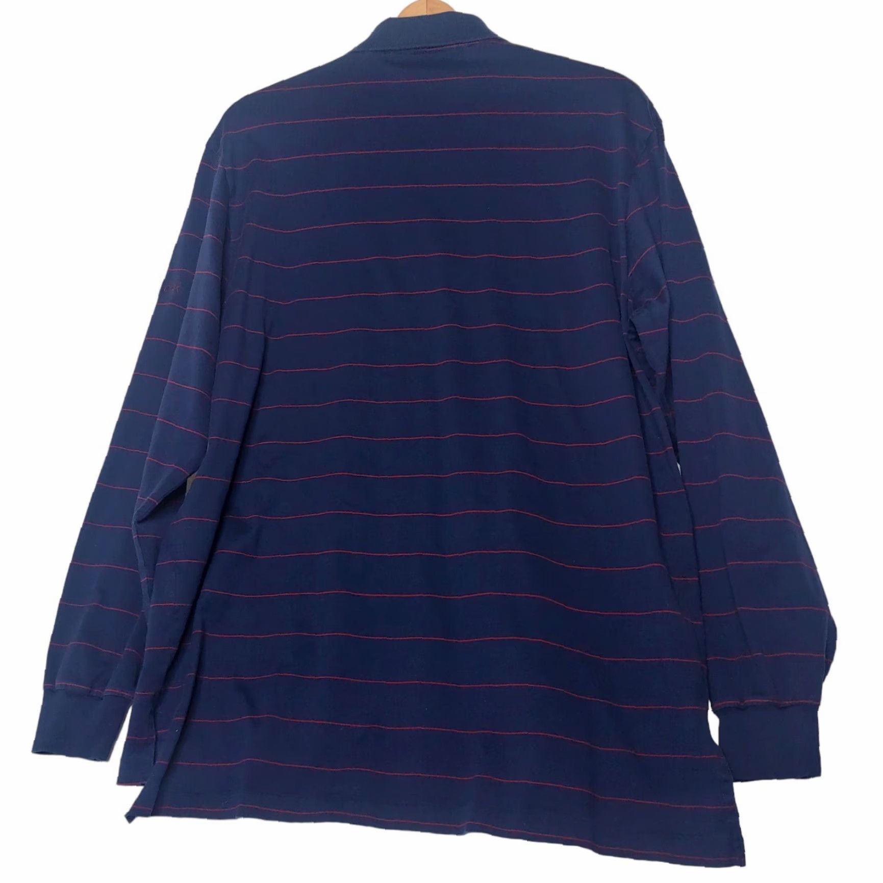 Ralph Lauren VINTAGE Ralph Lauren Polo Golf Shirt Large Long Sleeve Striped Blue Maroon Hidden Creek Mens Size US L / EU 52-54 / 3 - 2 Thumbnail