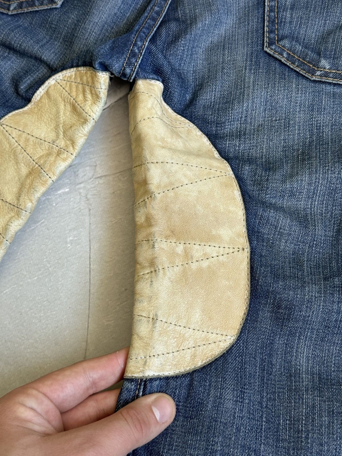 Replay VTG Y2k Replay Denim Leather Baggy Jeans Distressed if6was9 Size US 29 - 24 Thumbnail