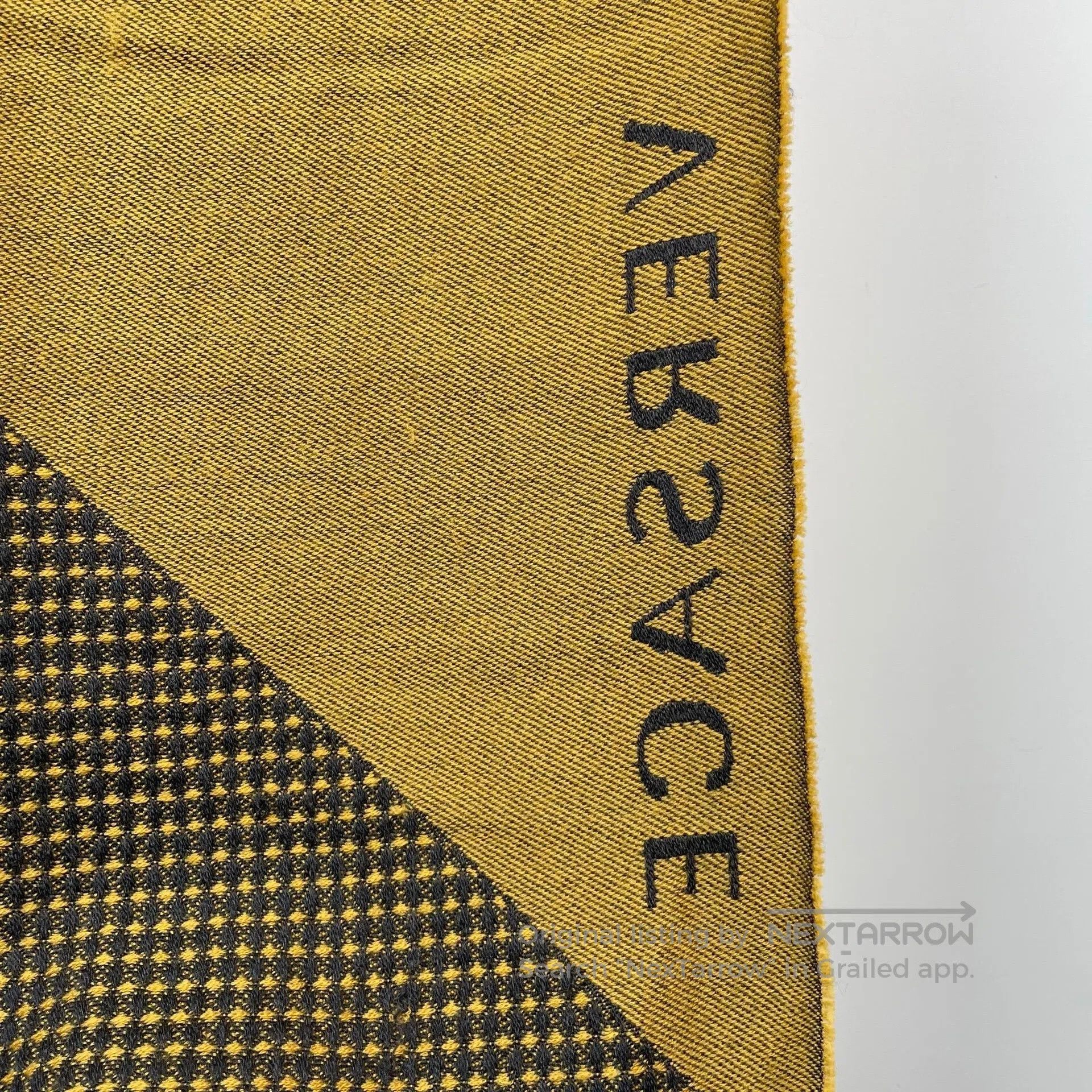 Versace Versace Yellow Plaid Pattern Embroidered Cashmere Scarf| Size ONE SIZE - 2 Thumbnail