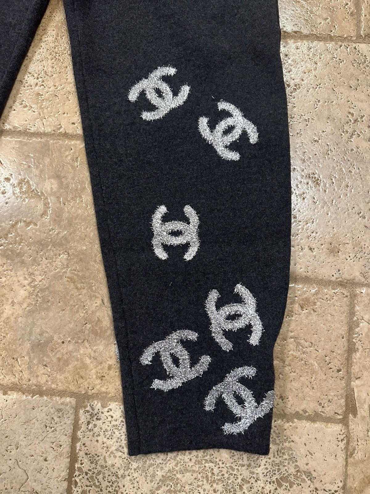 Chanel Chanel Grey Cashmere Glitter CC Logo Unisex Pants Size US 33 - 5 Thumbnail