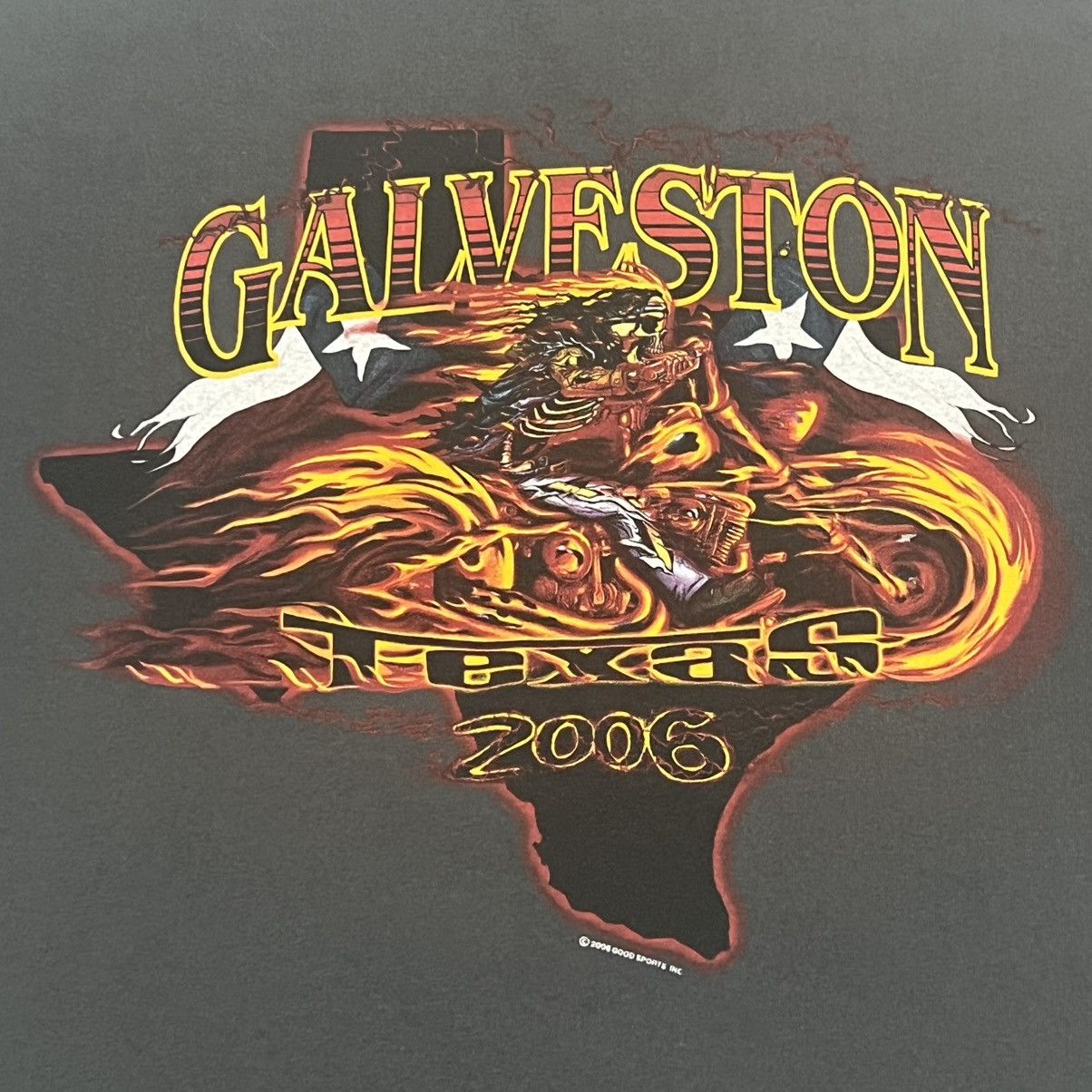 Vintage Vintage - 2006 Galveston Texas Skeleton Biker Tee Size US XL / EU 56 / 4 - 3 Thumbnail