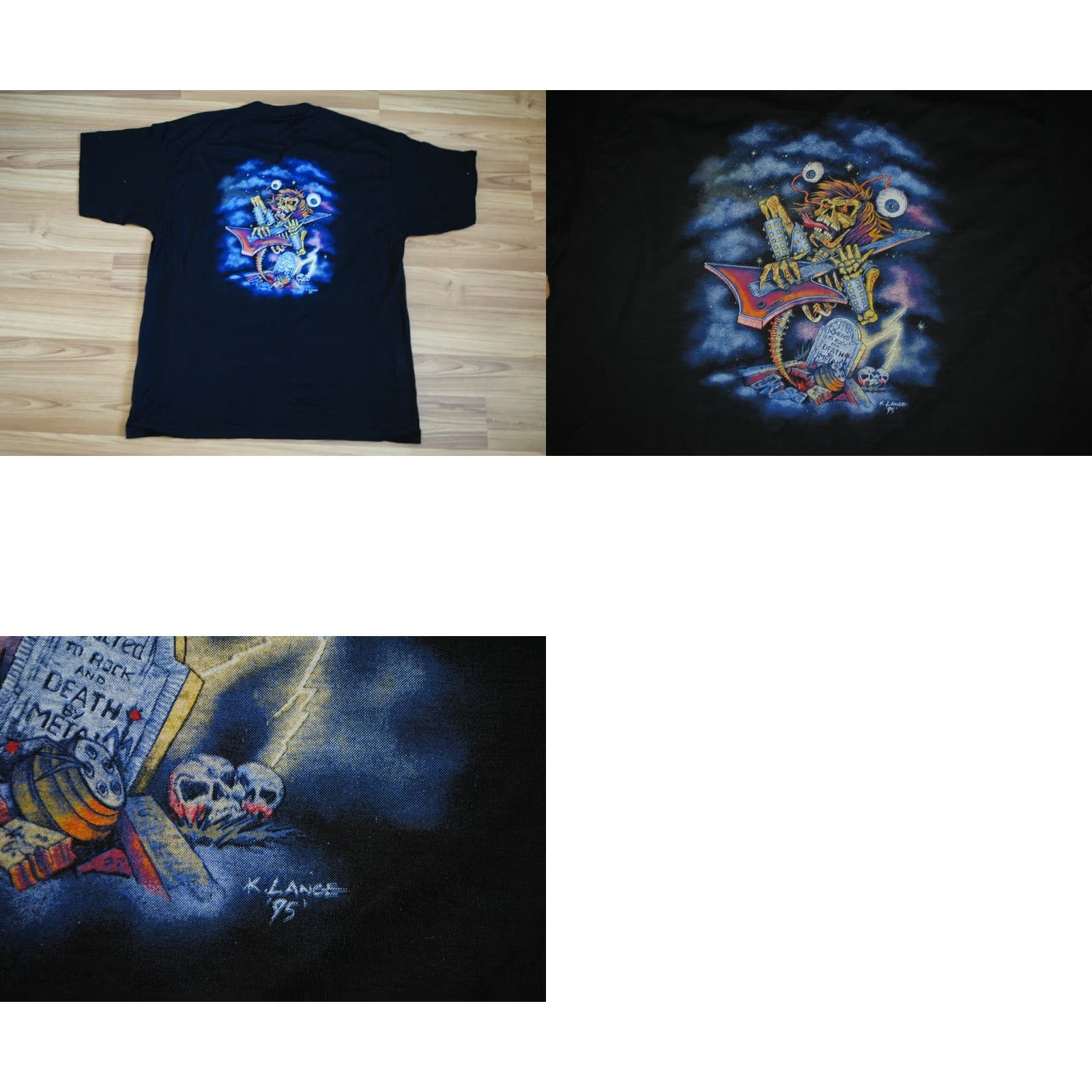 Vintage VINTAGE SPIRAL DESIGN T-Shirt Mens XL Black 100% Cotton Short Sleeve Skull 1995 Rock the World Wake the Dead Size US XL / EU 56 / 4 - 8 Thumbnail