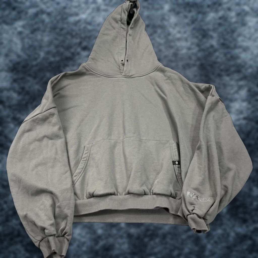 Vintage POPFLEX Hoodie Womens XL Gray Fleece Sweatshirt Gym Oversized Athleisure Pullover Zip Pocket Embroidered Logo Size XL / US 12-14 / IT 48-50 - 1 Thumbnail