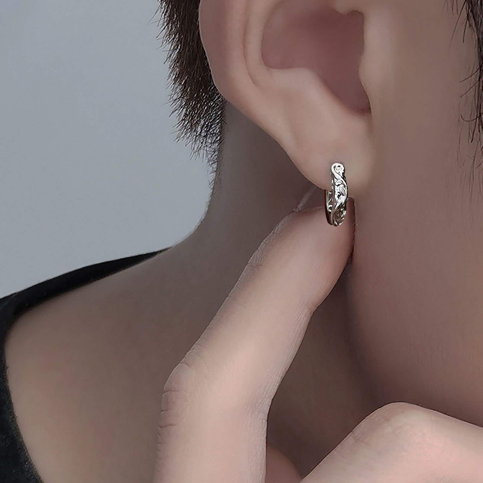 Jewelry × Sterling Silver One pairs Earrings Gothic Punk Chrome Jewelry Spike Size ONE SIZE - 2 Thumbnail