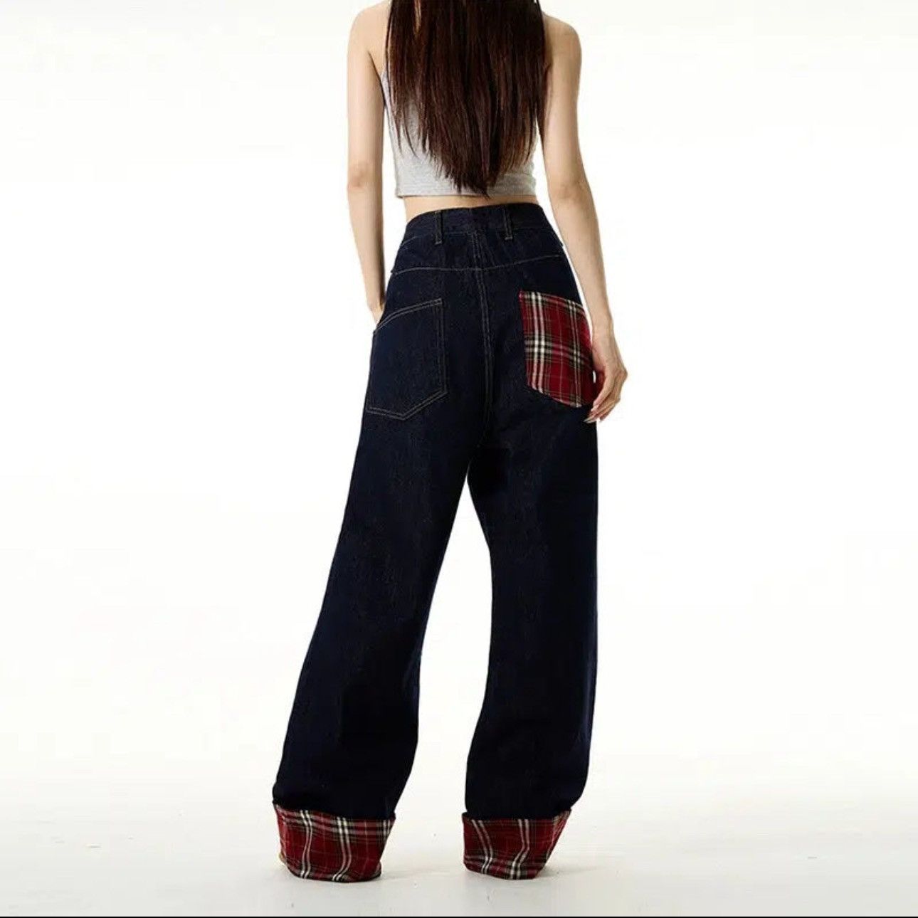 Other Plaid Wide-leg jeans Size US 36 / EU 52 - 3 Thumbnail