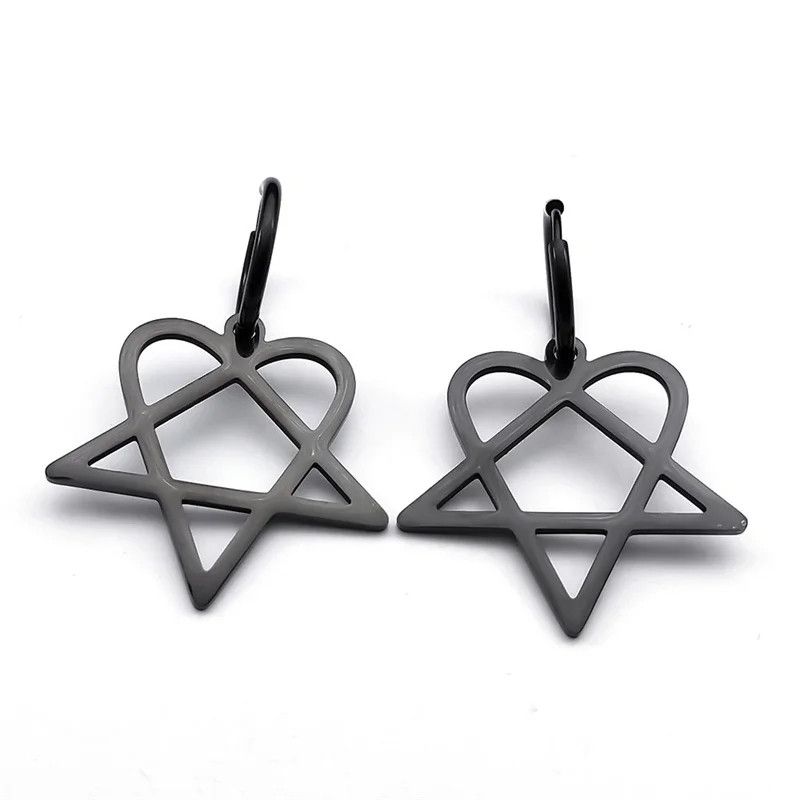 Jewelry Goth Heartagram Star Hoop Earrings Jewelry Gift Size ONE SIZE - 5 Thumbnail