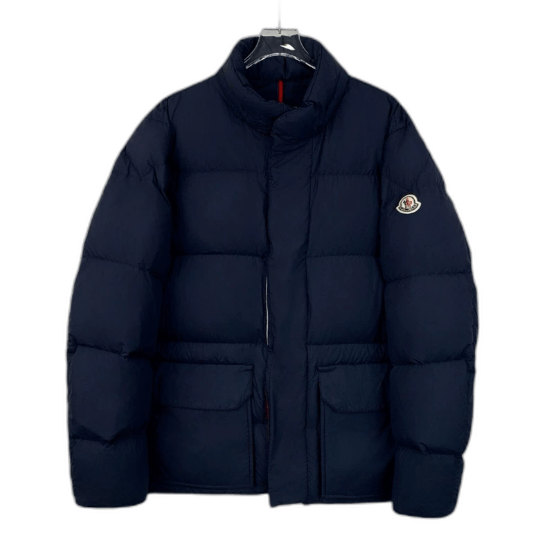 Moncler Glacier series dark blue logo sticker down jacket zipper