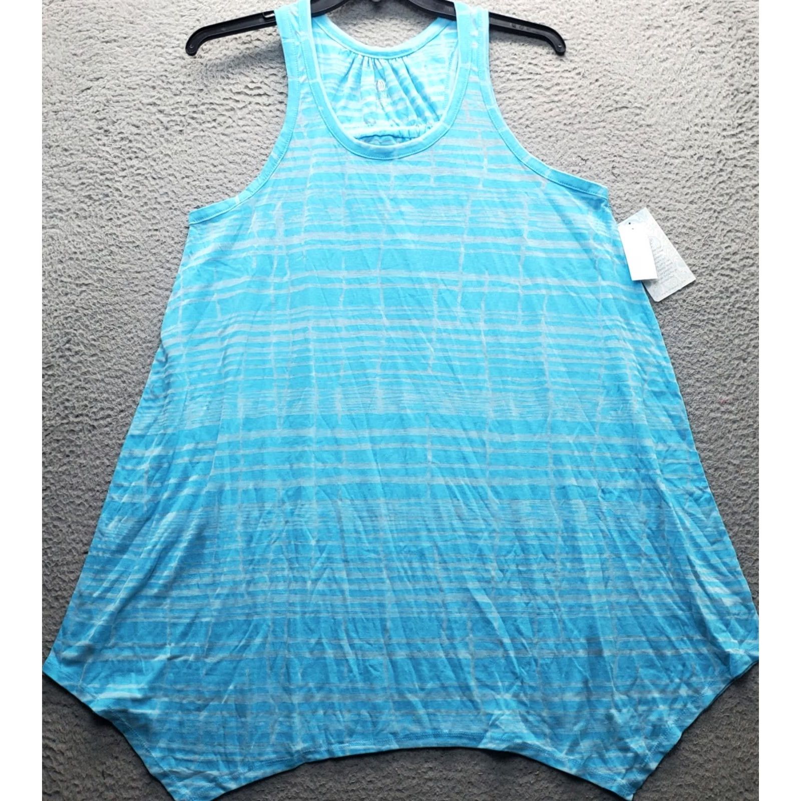 Vintage Balance Collection Loungewear Top Womens XL Multi Stripe Racerback Sharkbite Hem Shirt XS? Size XL / US 12-14 / IT 48-50 - 2 Thumbnail
