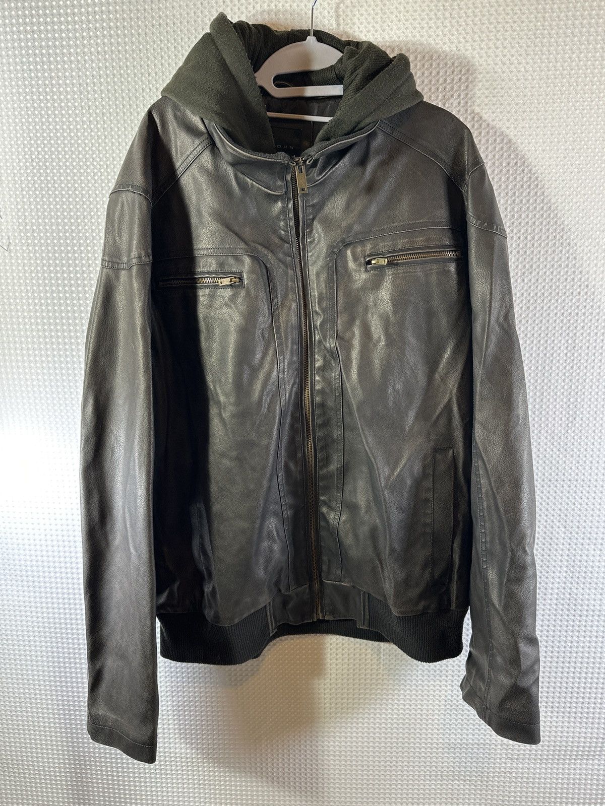 Sean John Sean John Vegan Leather Hooded Bomber Jacket Full Zip Size US XL / EU 56 / 4 - 3 Thumbnail