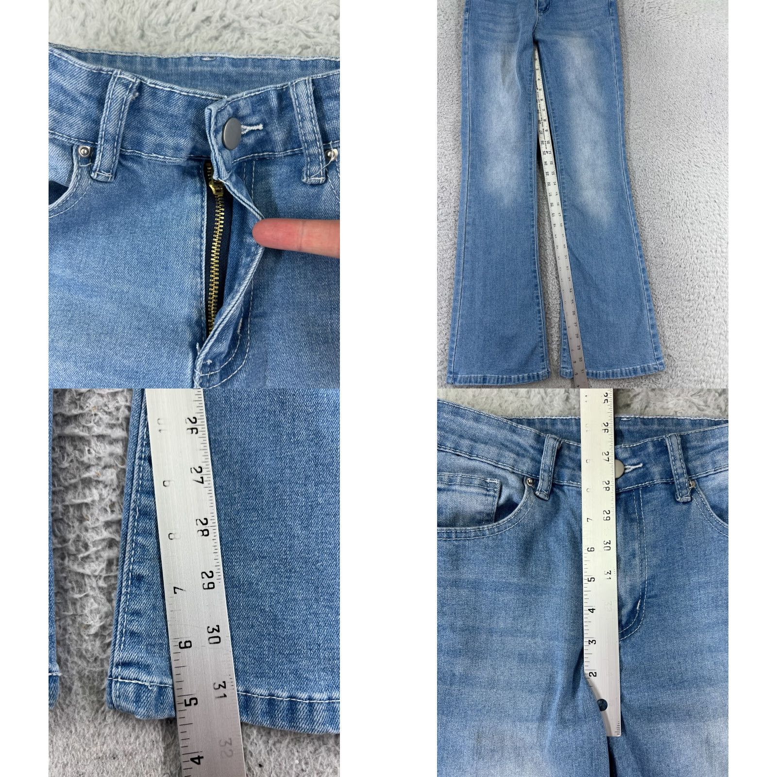 Shein Shein Jeans Womens 4 Blue Denim Flared Mid Rise Cotton Blend Stretch Size 27" / US 4 / IT 40 - 8 Thumbnail
