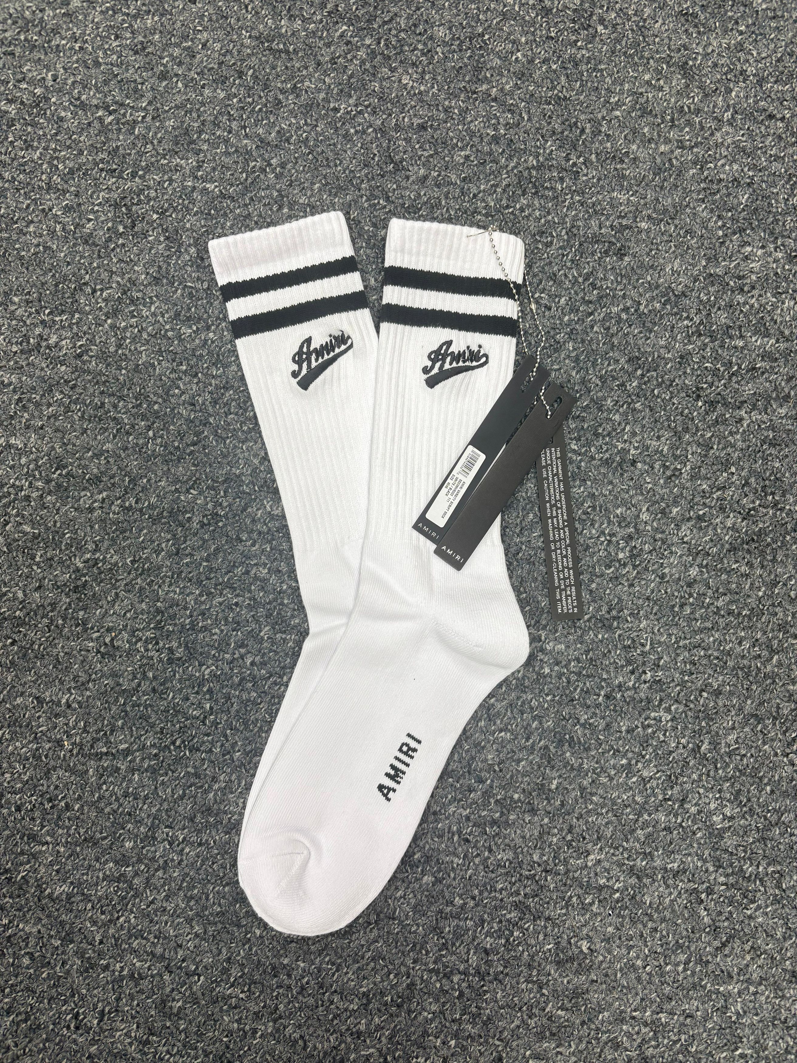 Amiri Amiri Varsity Script Socks in White Size 46 - 2 Thumbnail