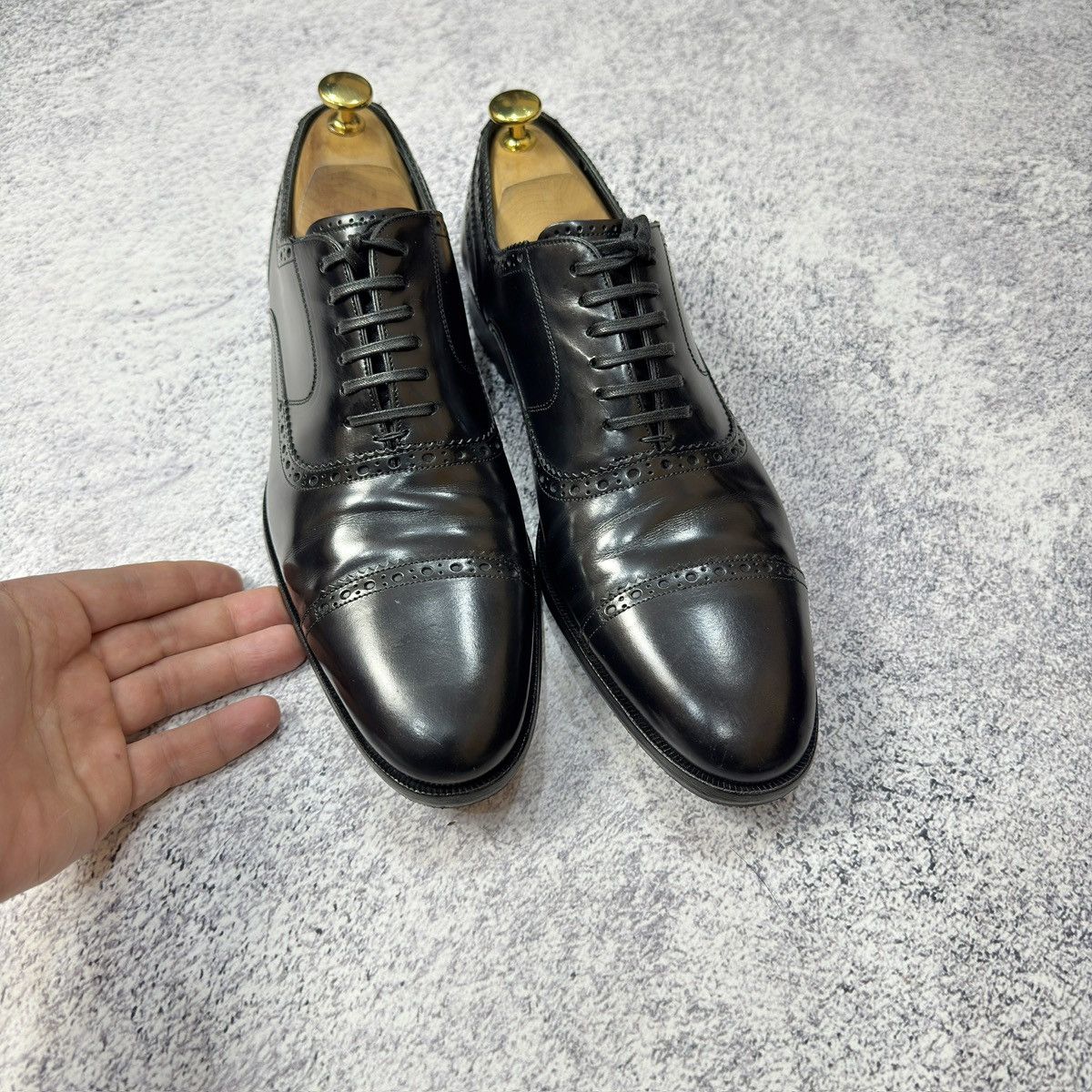 Dolce & Gabbana × Handmade D&G Mens Black Oxfords Brogues US9.5 UK8.5 EU42.5 27.5cm Size US 9.5 / EU 42-43 - 3 Thumbnail