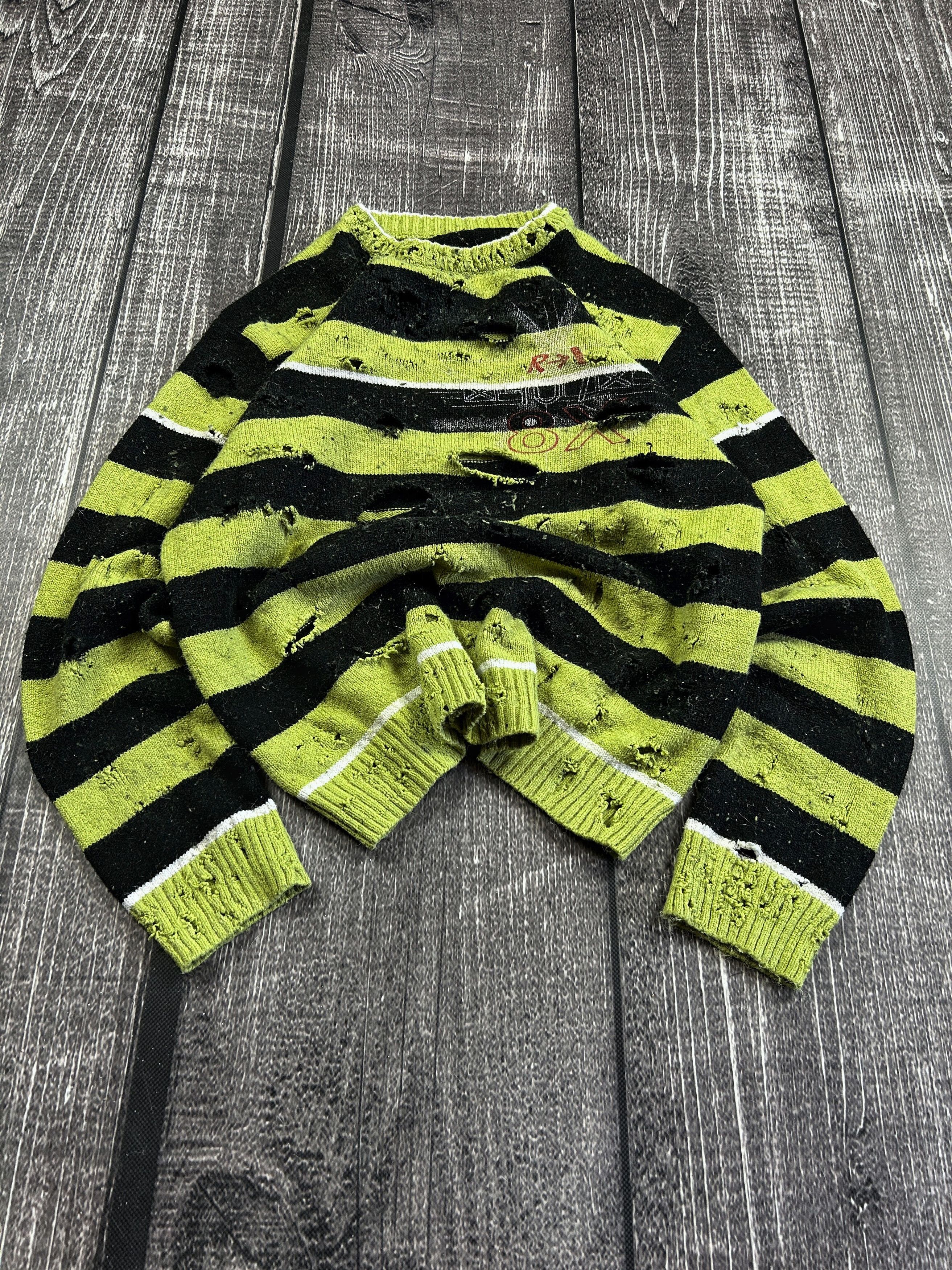 Japanese Brand Y2K Distressed Striped Grunge Knit Sweater Punk Archive Size US M / EU 48-50 / 2 - 1 Thumbnail