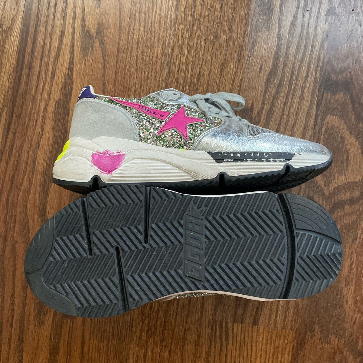 Golden Goose Golden Goose Pink Glitter Running Sole Sneaker (Size 36) Size US 6 / IT 36 - 2 Thumbnail