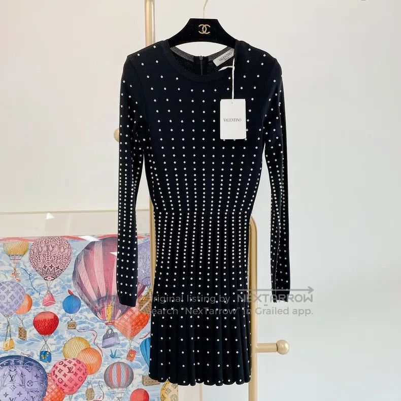 Valentino Valentino Black rhinestone knitted dress Size S / US 4 / IT 40 - 1 Thumbnail