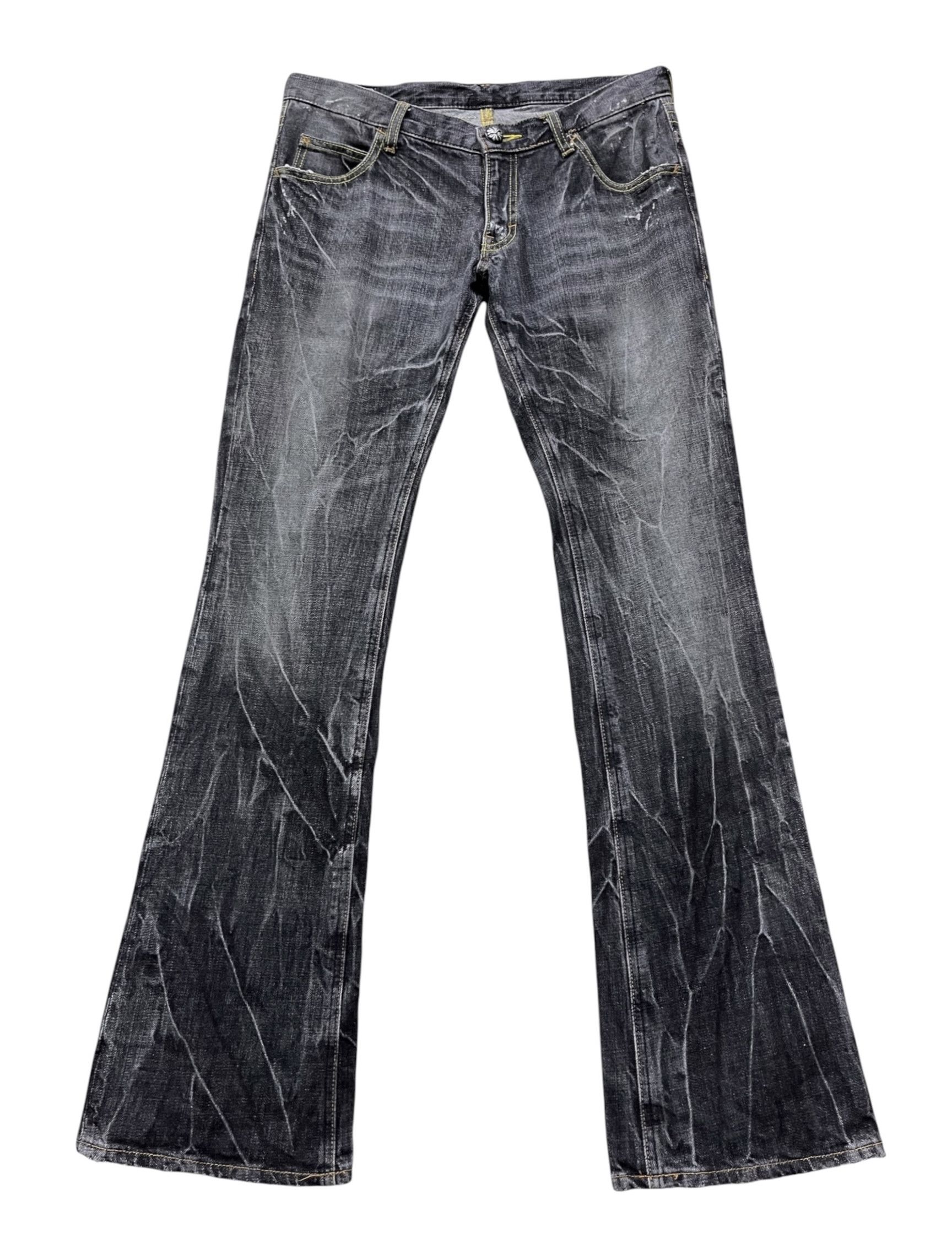 Seditionaries Vintage Army Of No! Punk Heavy Whiskers Flare Black Denim Size US 31 - 2 Thumbnail