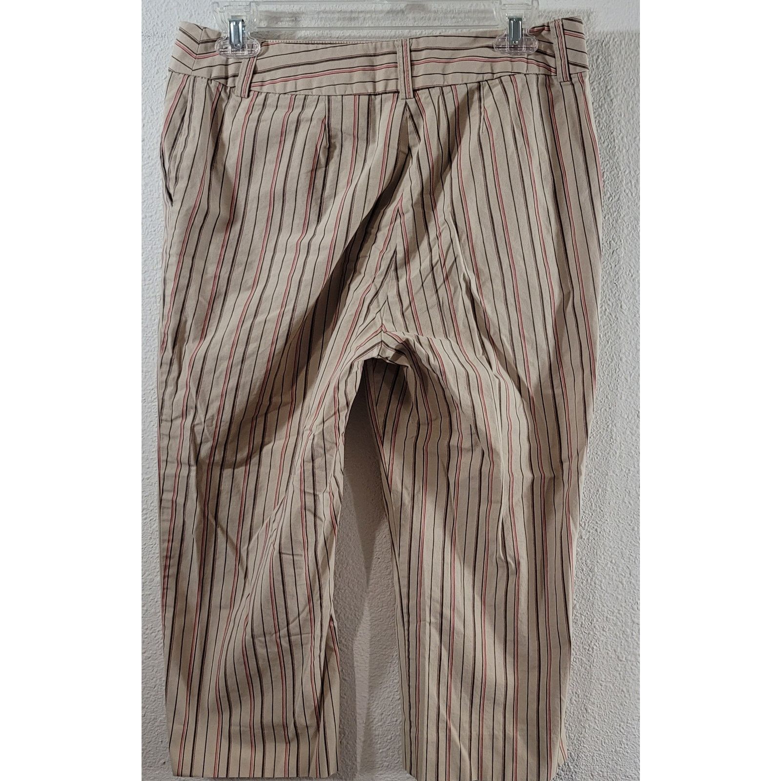 Other Villager Liz Claiborne Tan Brown Red Striped Cropped Pants 8 Size 30" / US 8 / IT 44 - 2 Thumbnail