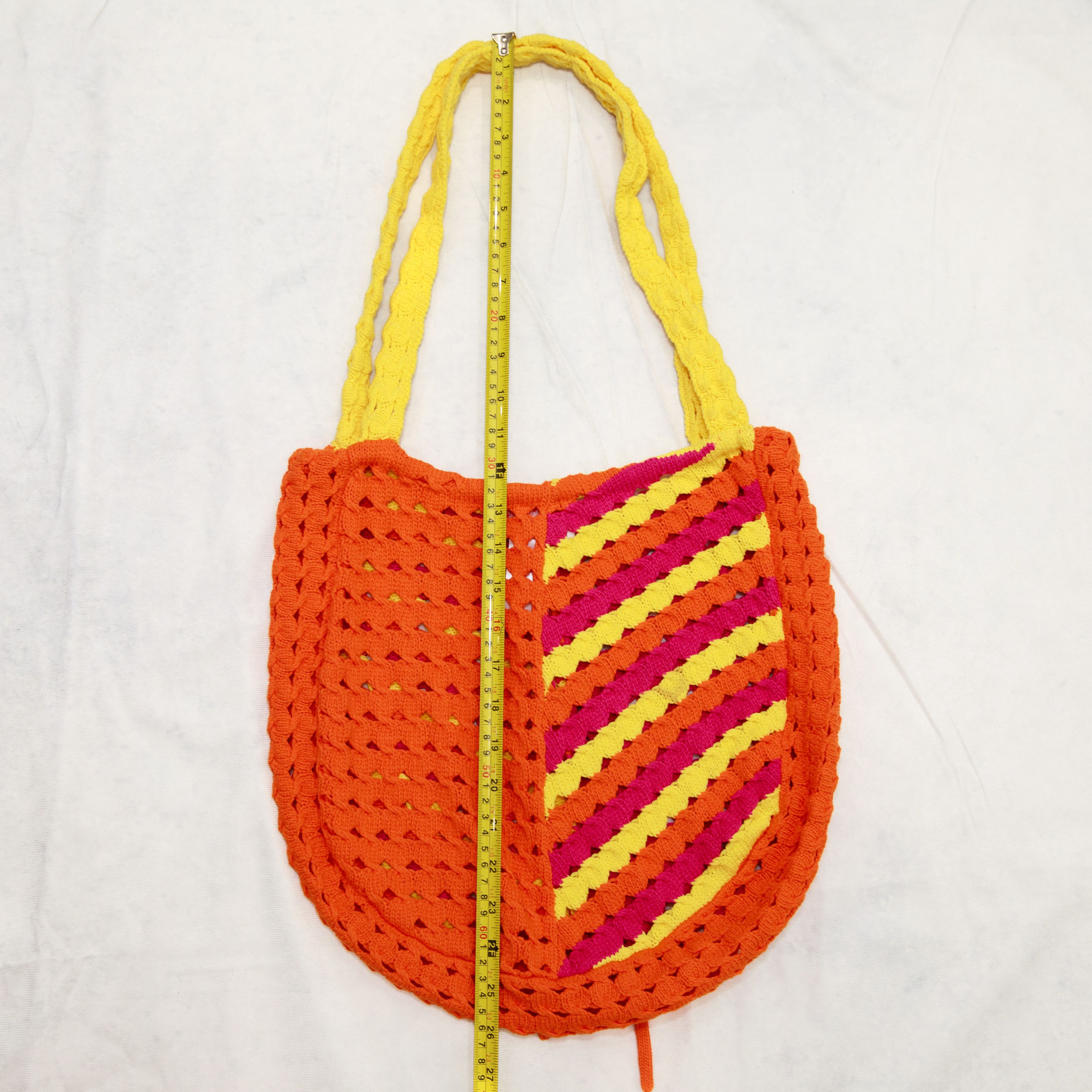 Solid & Striped Solid and Striped Slouchy Bag Pink Yellow Orange Crochet Size ONE SIZE - 9 Thumbnail