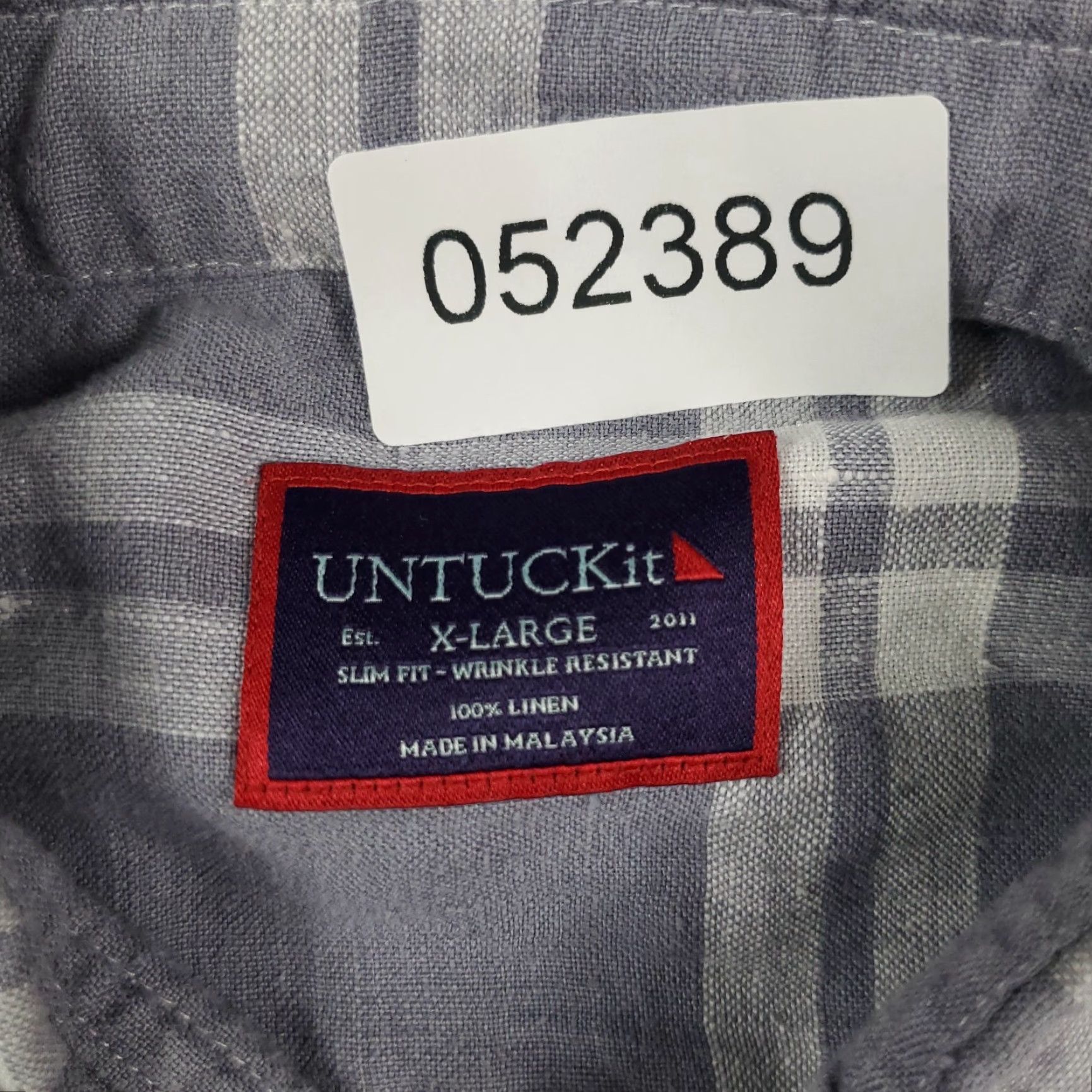 UNTUCKit UNTUCKit Shirt Mens XL Gray Plaid Linen Button Up Long Sleeve Casual Everyday Wear Size US XL / EU 56 / 4 - 7 Thumbnail