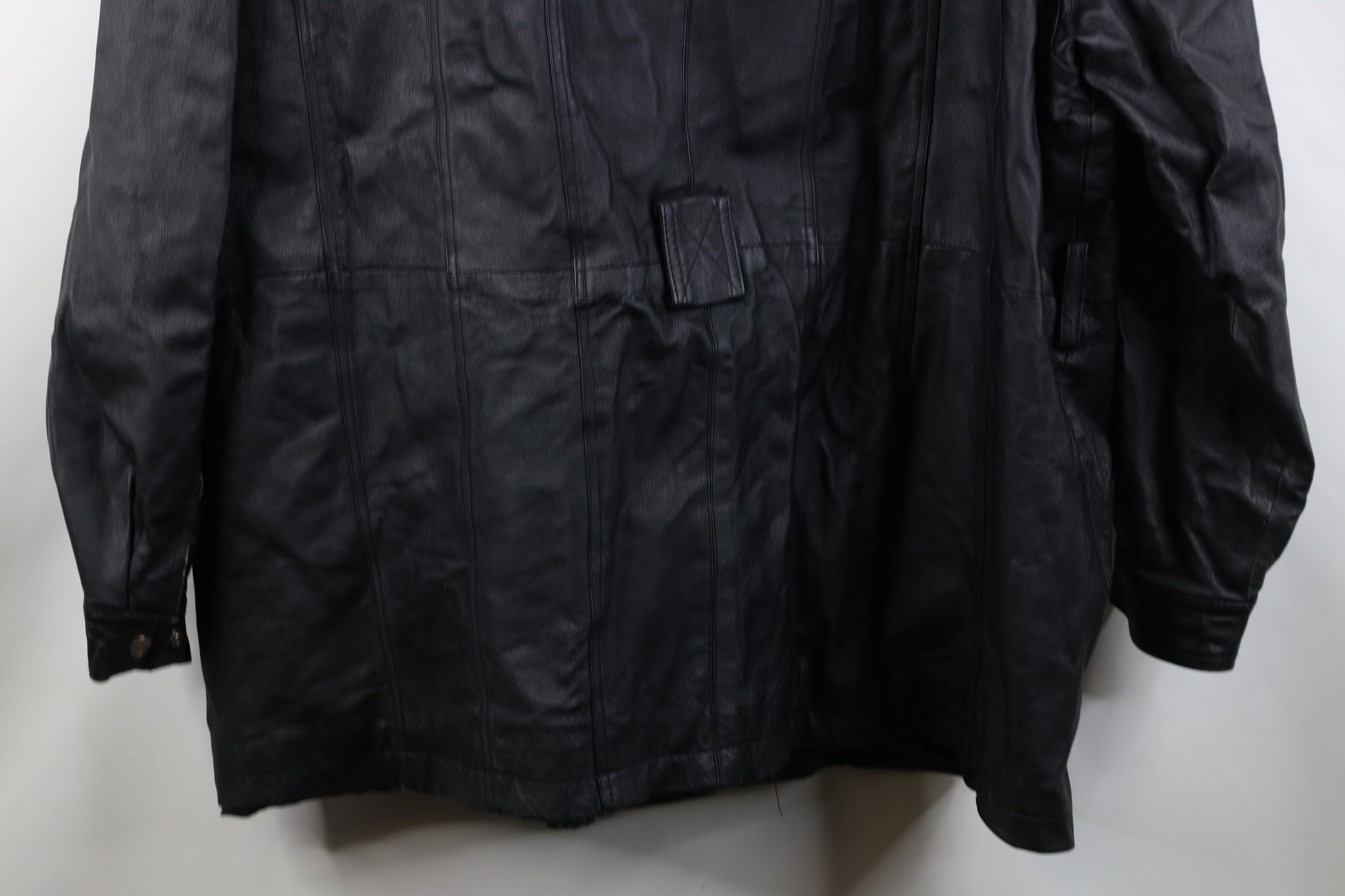 Vintage Vintage 90s Streetwear Full Zip Leather Parka Jacket Black Size US XXL / EU 58 / 5 - 17 Thumbnail