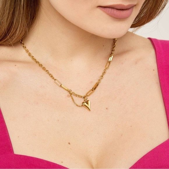Other Chain Heart ❤️ “ 18k Gold Plated Stainless Steel Necklace Size ONE SIZE - 1 Thumbnail