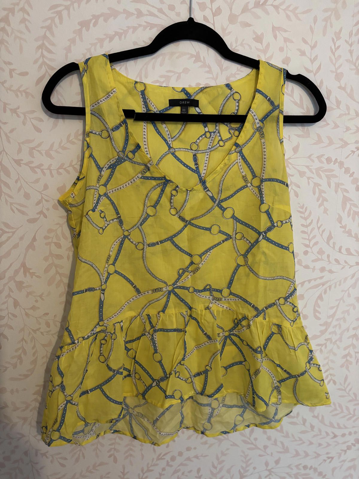 Drew House DREW Women's Yellow Sleeveless Top with Chain Print, Size XS Size XS / US 0-2 / IT 36-38 - 1 Thumbnail