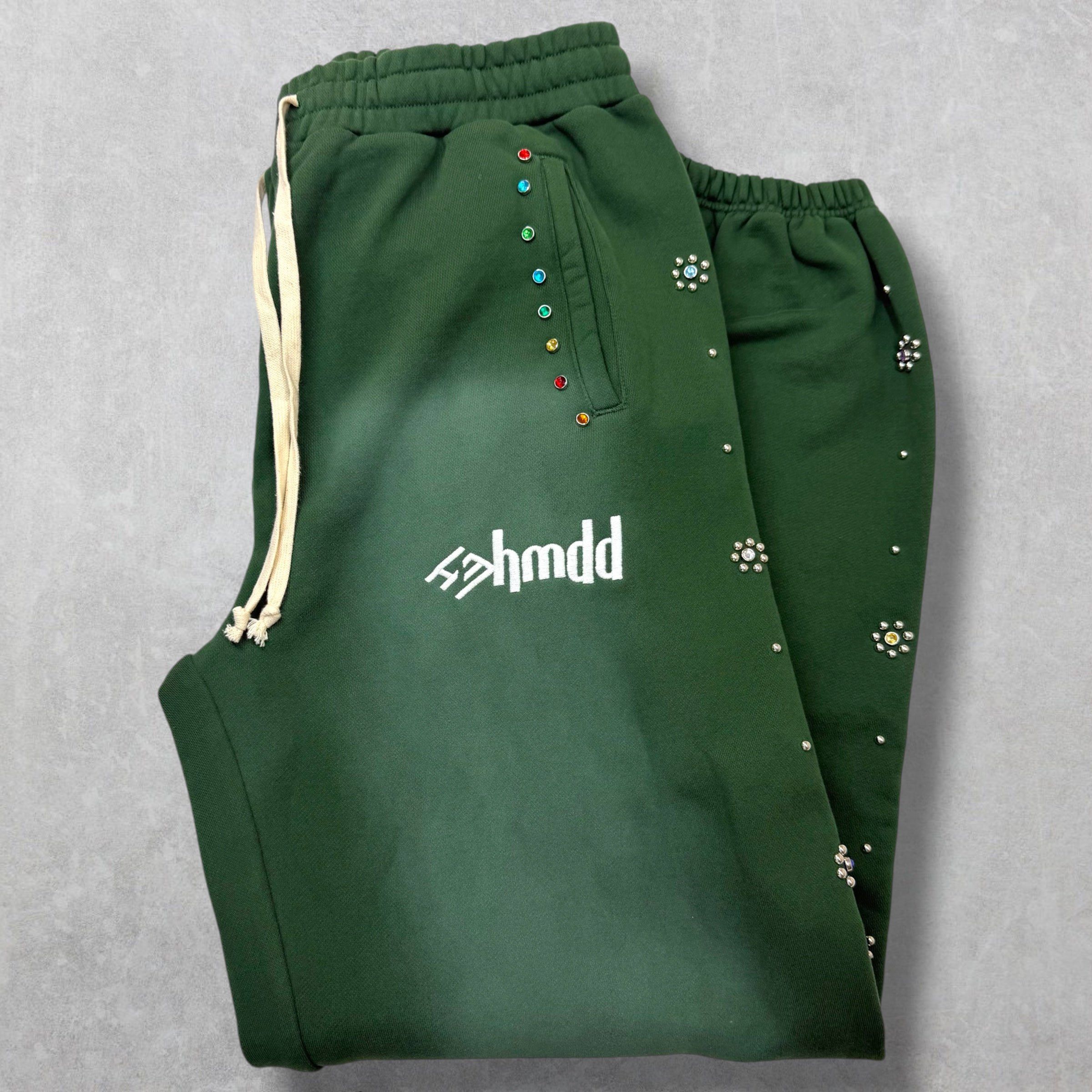 HMDD HMDD Green Flower Studded Scrunch Sweatpants XL Size US 36 / EU 52 - 1 Thumbnail