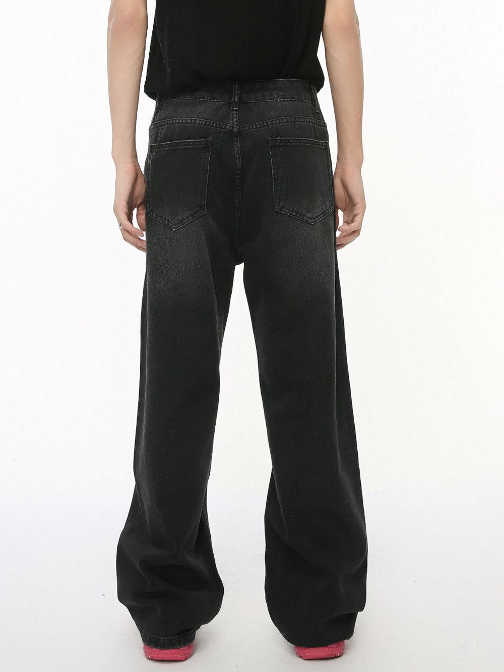 Japanese Brand Men's patched ripped straight-leg black jeans Size US 32 / EU 48 - 5 Thumbnail