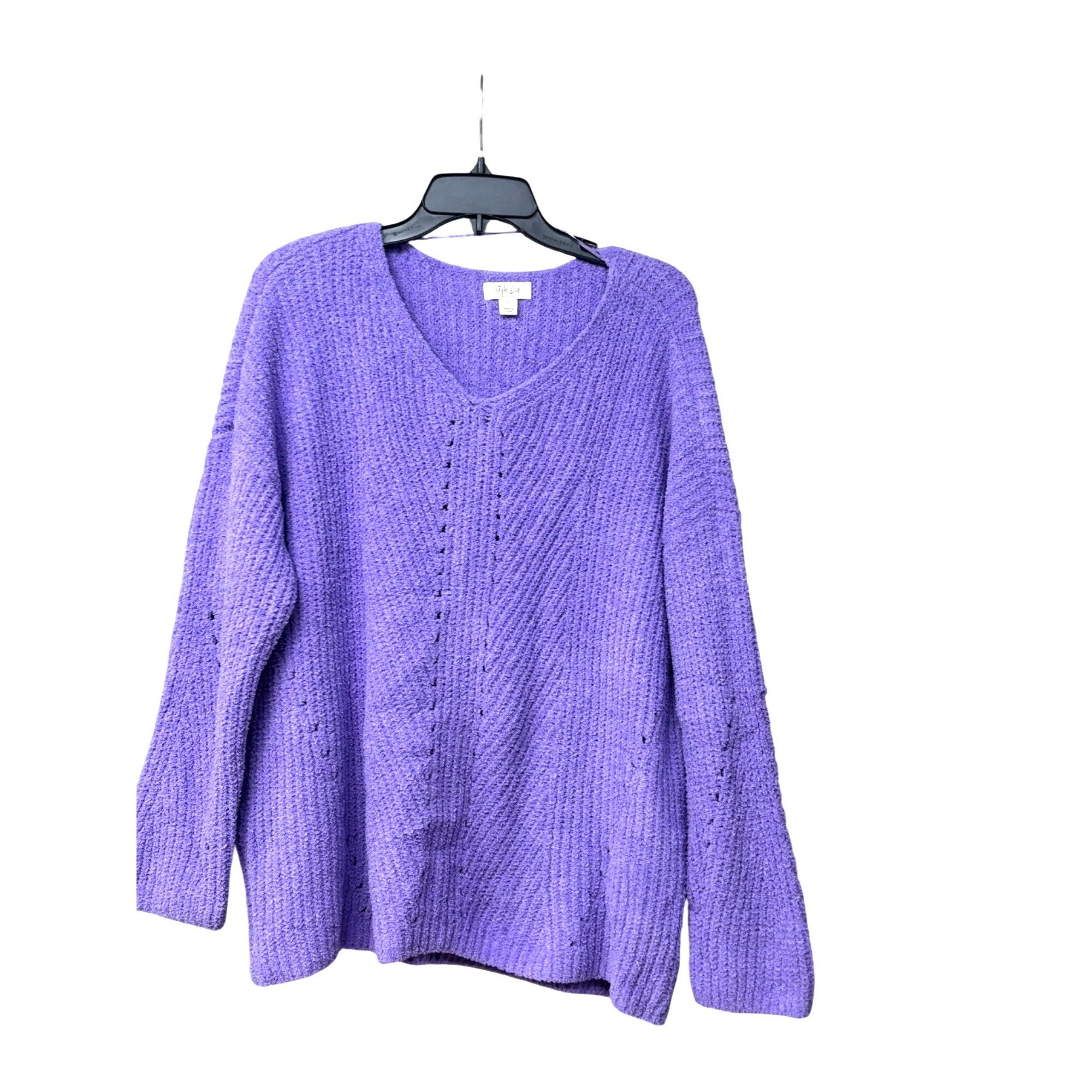 Other Style & Co Cozy Chenille V-Neck Sweater, Lilac Kiss, L Size L / US 10 / IT 46 - 1 Thumbnail