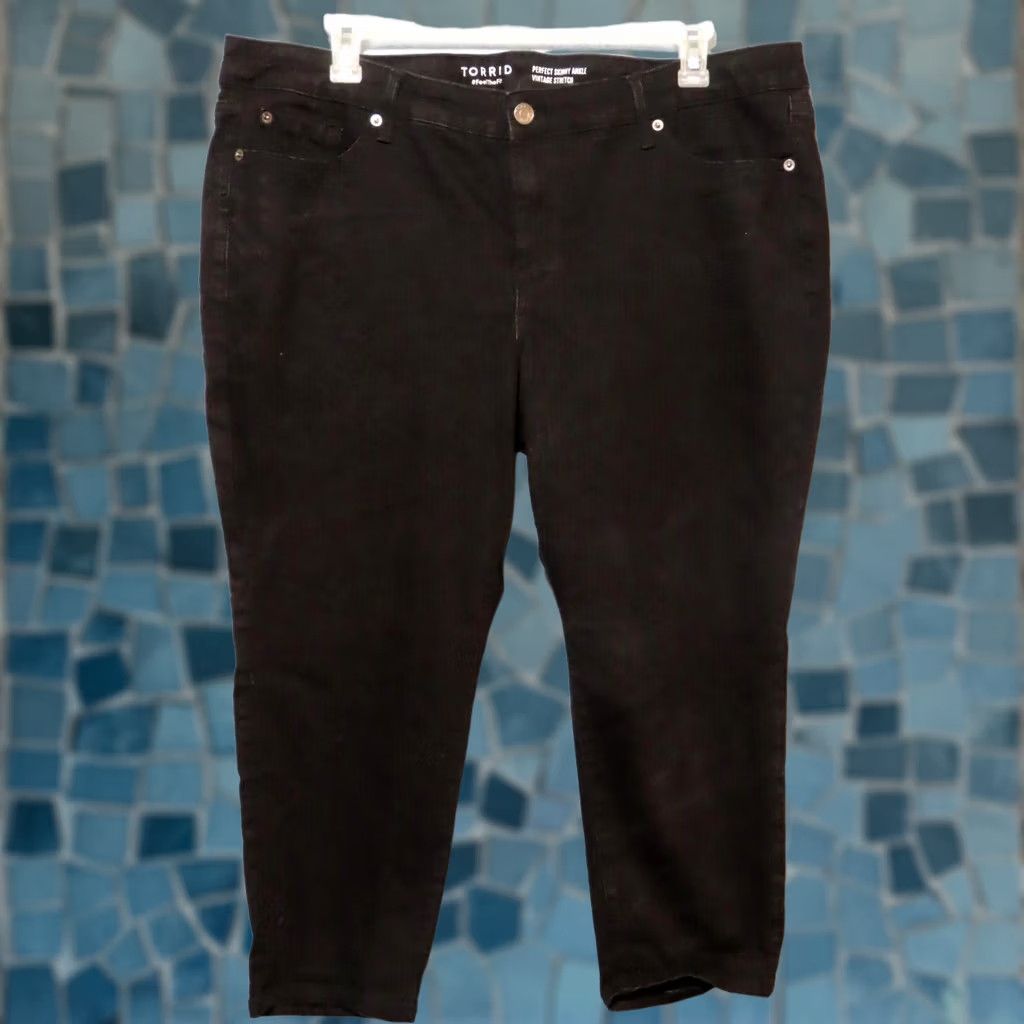 Torrid Torrid Black Denim Perfect Skinny Ankle Jeans Womens 22S Slim Fit Regular Inseam 22.5" 5-Pocket Stretch Vintage Style 90s Bohemian City Size 40" / US 18 - 1 Thumbnail