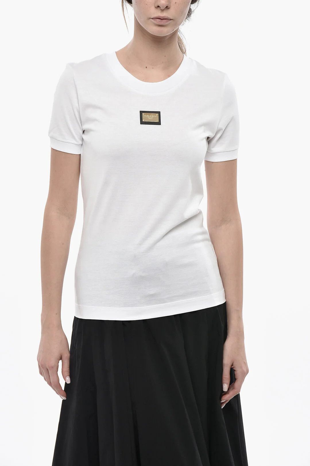 Dolce & Gabbana og1mm0426 Cotton Crew-Neck T-Shirt in White Size XS / US 0-2 / IT 36-38 - 1 Thumbnail