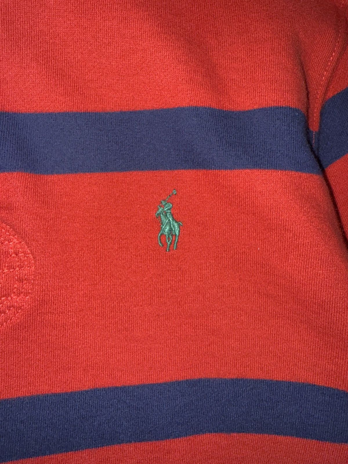 Polo Ralph Lauren Vintage Polo Ralph Lauren Red & Navy Striped Fleece Rugby Size US M / EU 48-50 / 2 - 3 Thumbnail