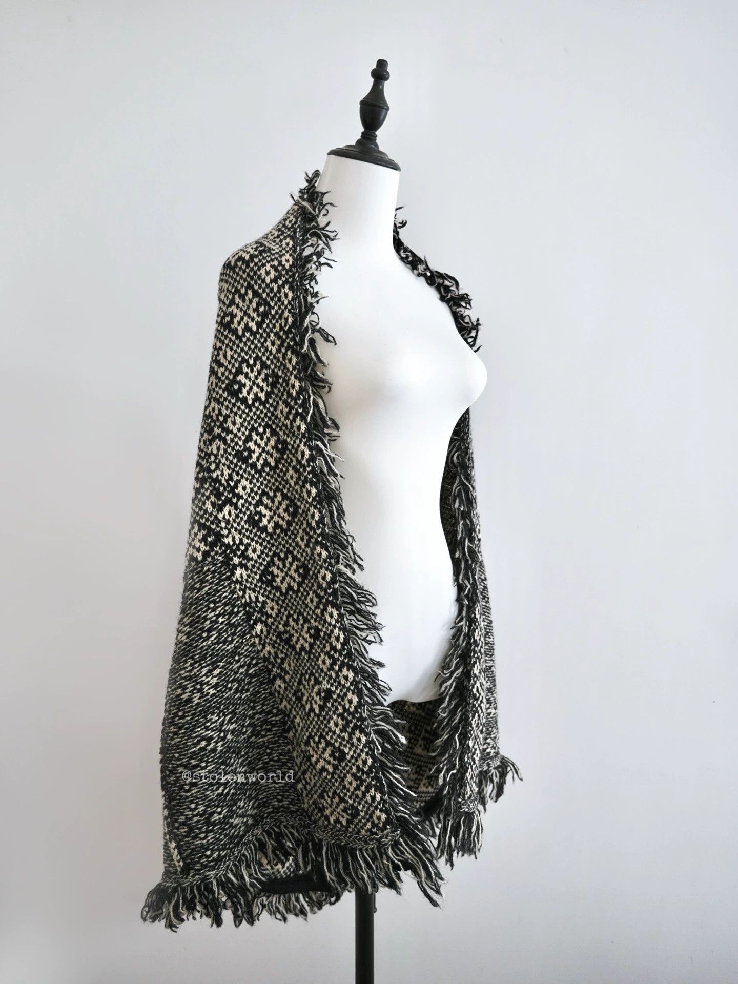 Y's Y's Yohji Thick Wool Fringe Cape Versatile Size 2 Size XS / US 0-2 / IT 36-38 - 7 Thumbnail