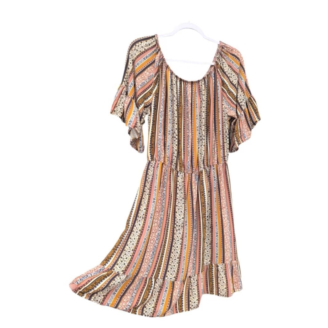 New Look New Look Mini Dress Floral Pattern Short Sleeve Pink 1X Boho Shift Dress Womens Size 40" / US 18 - 2 Thumbnail