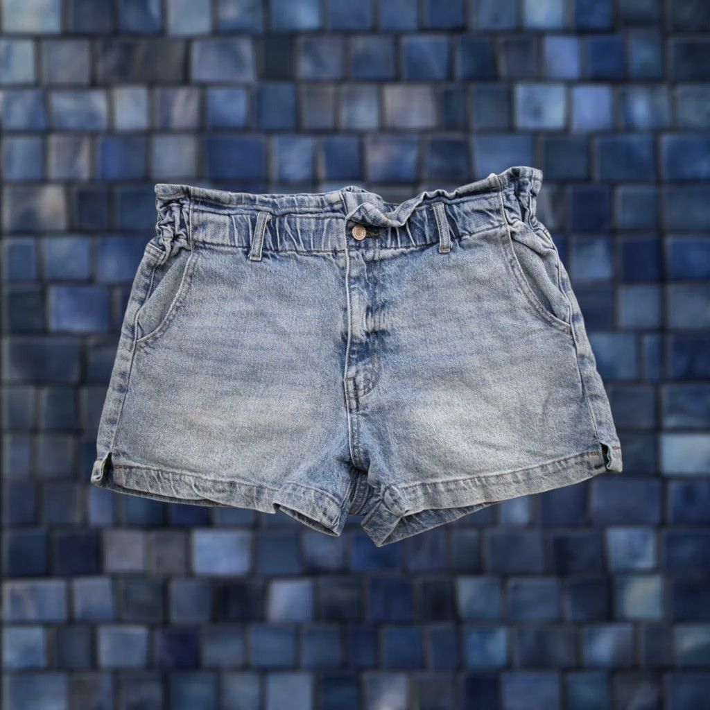 Vintage Kancan Denim Shorts Paperbag Elastic Waist Blue 29 KanCan 5-Pocket Regular Women Size 29 Jeans Summer Size 29" - 1 Thumbnail