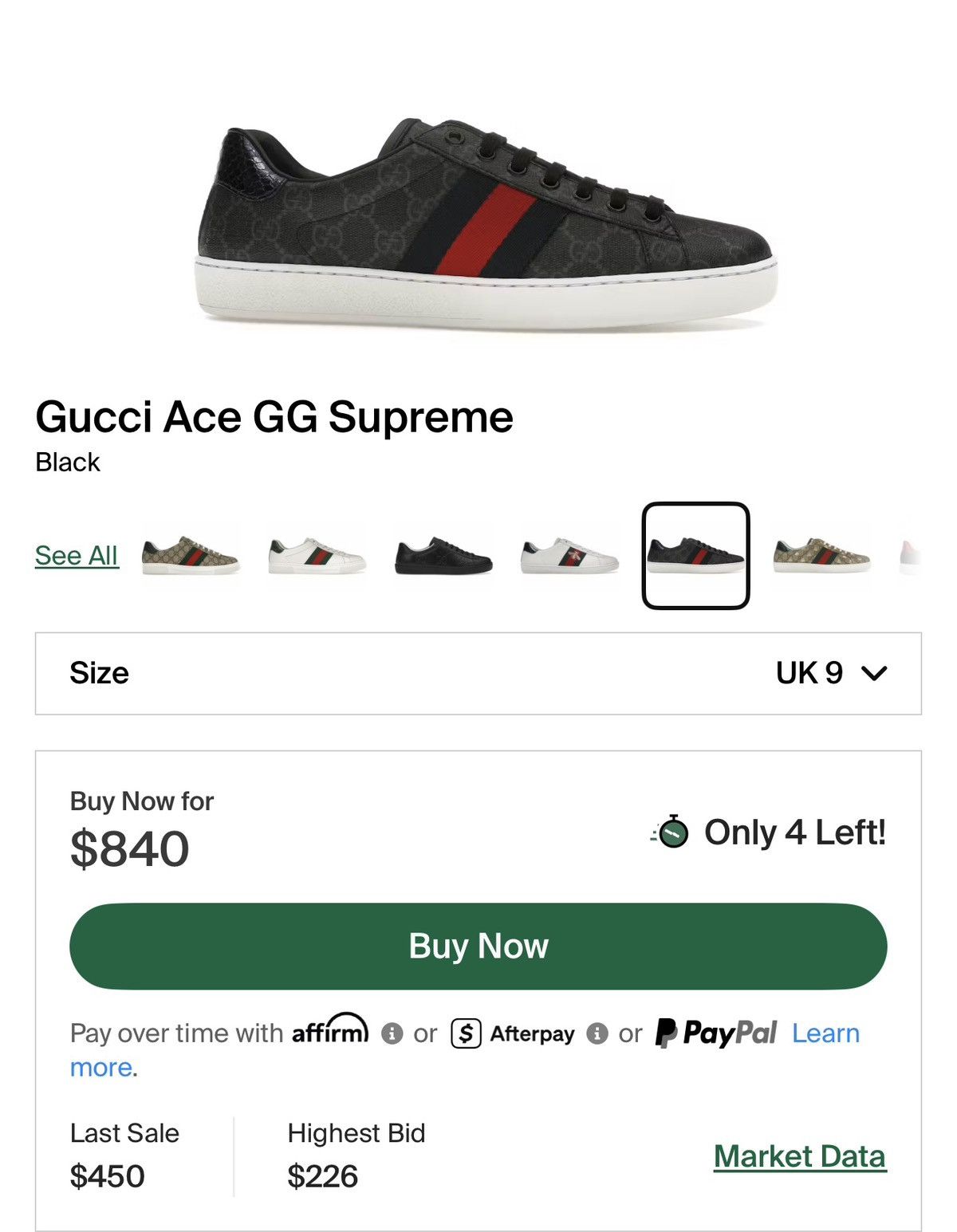 Gucci Gucci Ace GG Supreme Black Size US 8.5 / EU 41-42 - 10 Thumbnail