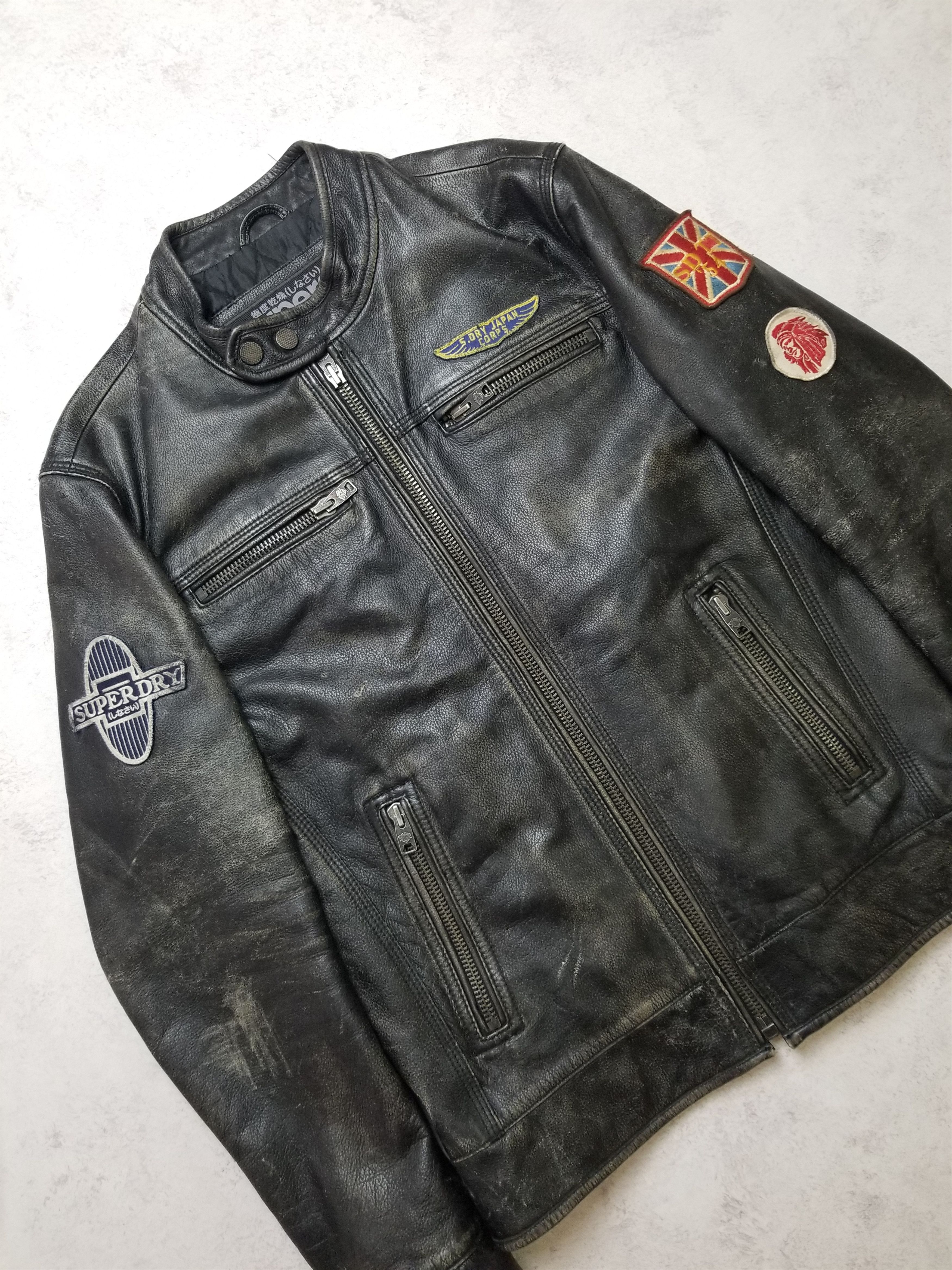 Superdry Leather Motorcycle Jacket RARE Limited UK Indian Chief Size US L / EU 52-54 / 3 - 20 Thumbnail