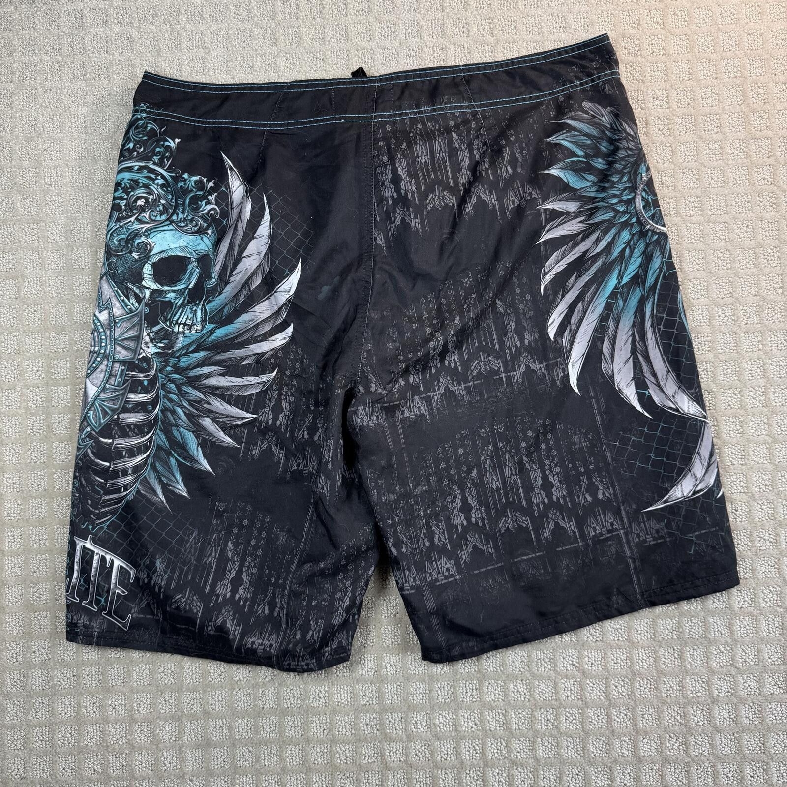Other MMA Elite Skull Fight Shorts Black Teal Large Size US 34 / EU 50 - 7 Thumbnail