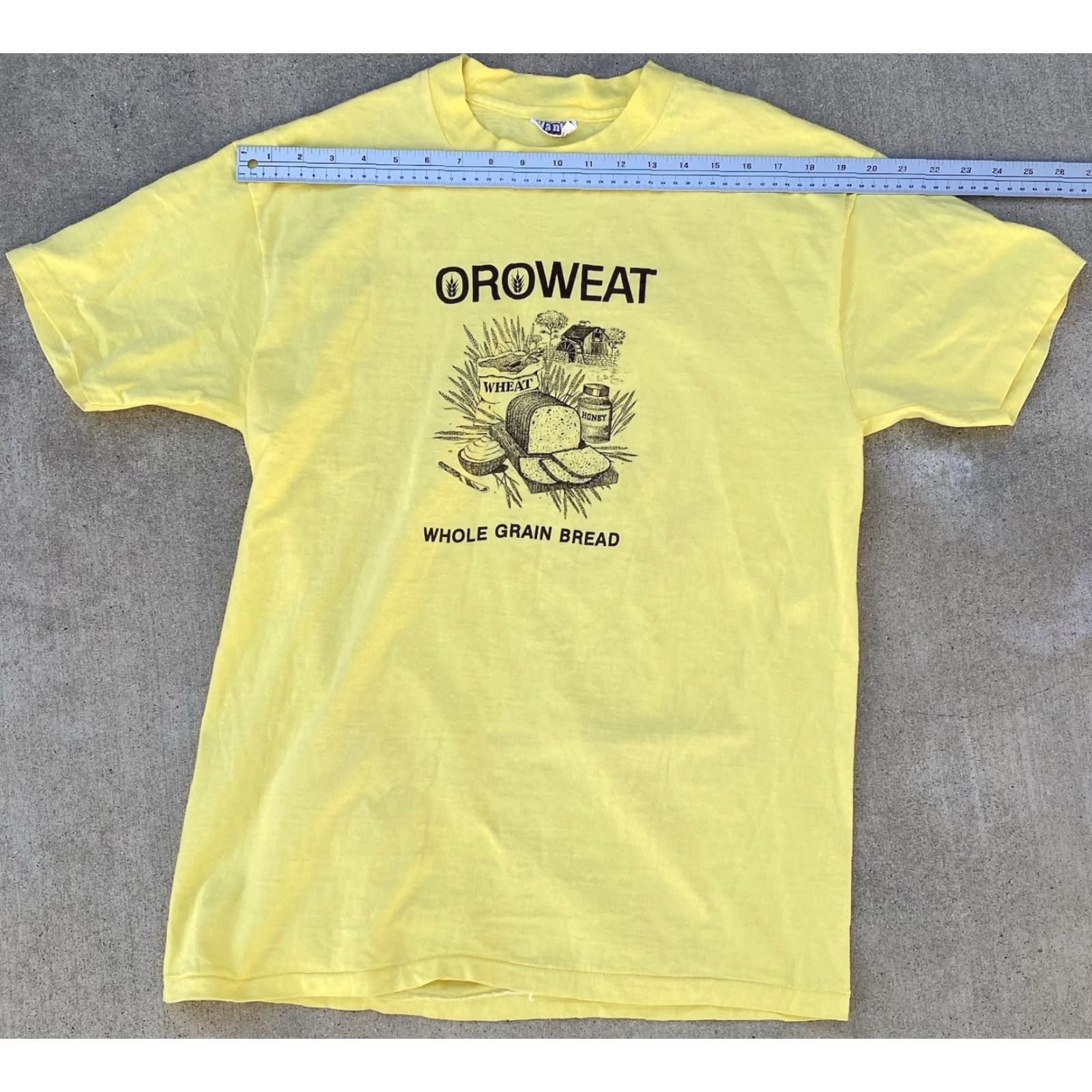Hanes VINTAGE Hanes Beefy-T T-Shirt Mens XL Orowheat Whole Grain Bread Graphic Print Yellow 1980s Retro Vintage Size US XL / EU 56 / 4 - 5 Thumbnail