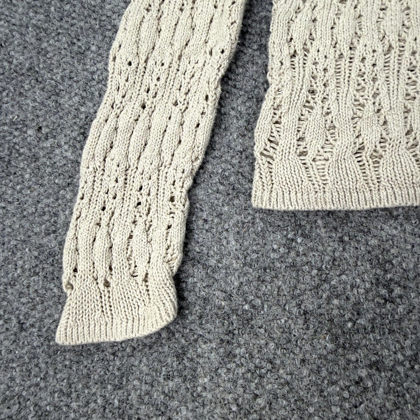 Ann Taylor Ann Taylor Sweater Womens Medium Beige Linen Cotton Open Knit Pullover Crew Neck Long Sleeve All Seasons Lightweight Made USA Size M / US 6-8 / IT 42-44 - 3 Thumbnail