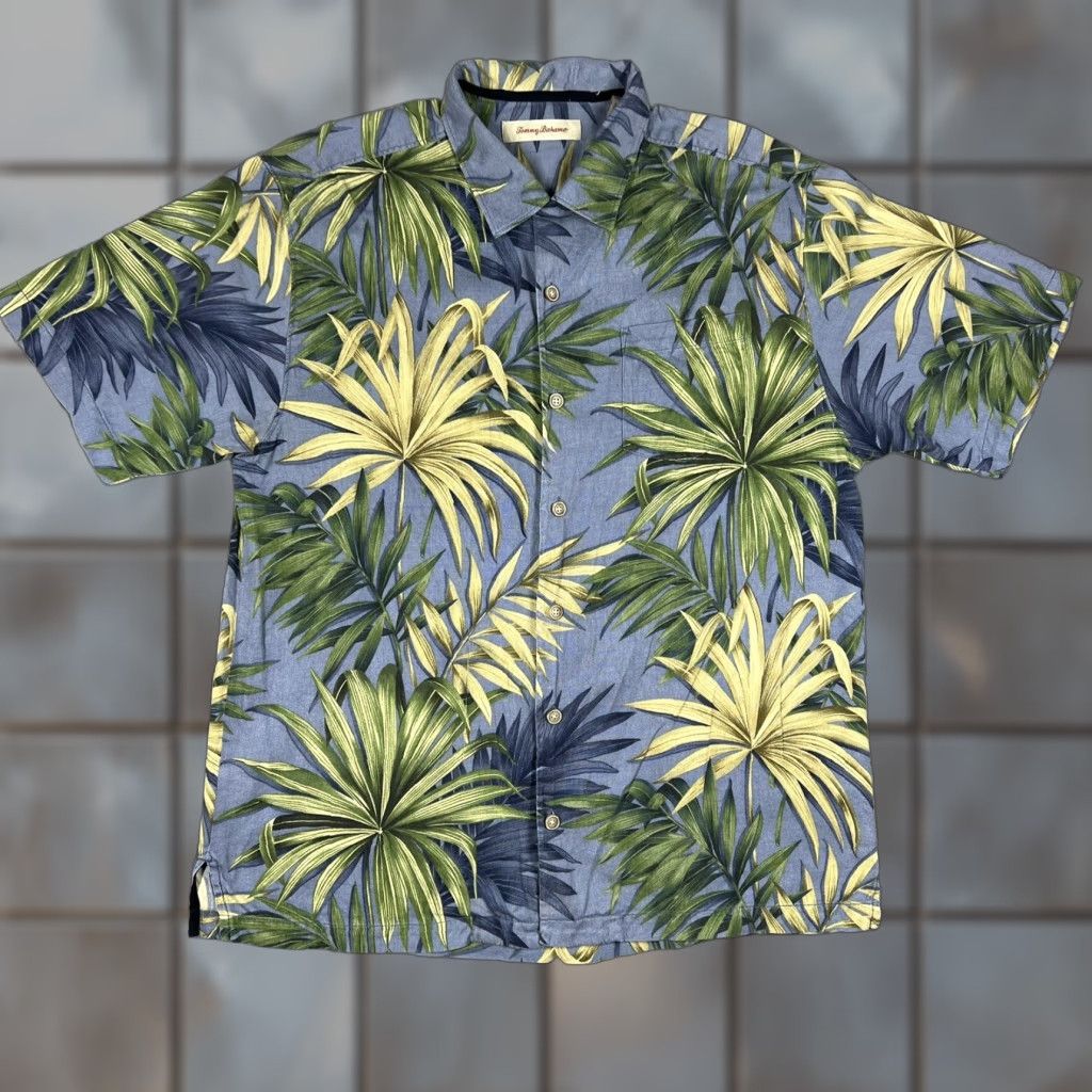 Tommy Bahama Tommy Bahama Shirt Hawaiian Button-Up Men L Blue Silk Cotton Floral Short Sleeve Travel Casual Party/Cocktail Size US L / EU 52-54 / 3 - 1 Thumbnail