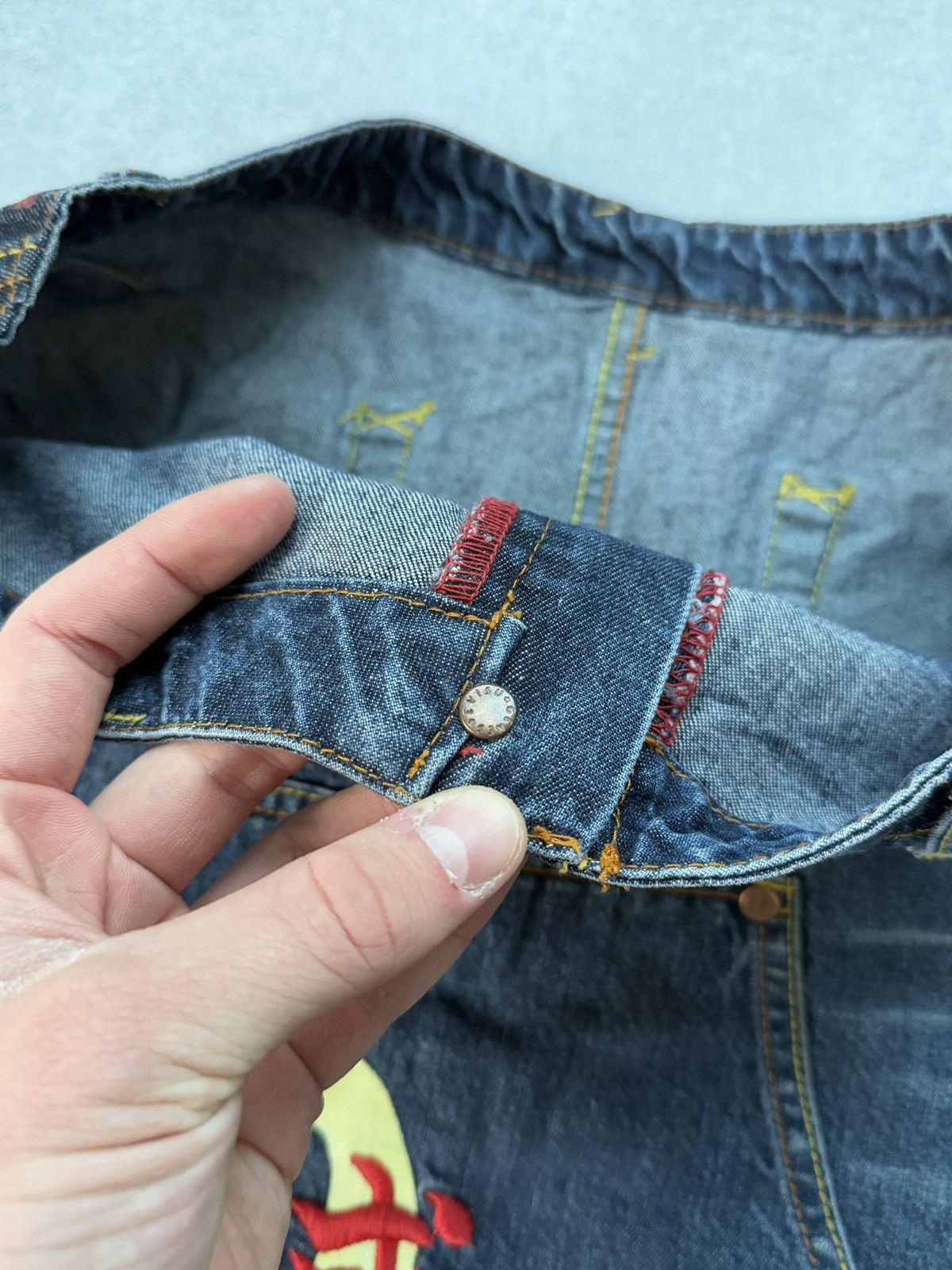 Evisu Evisu Denim Skirt Vintage Womens Y2K Blue Button Japan Style Size 31" - 7 Thumbnail