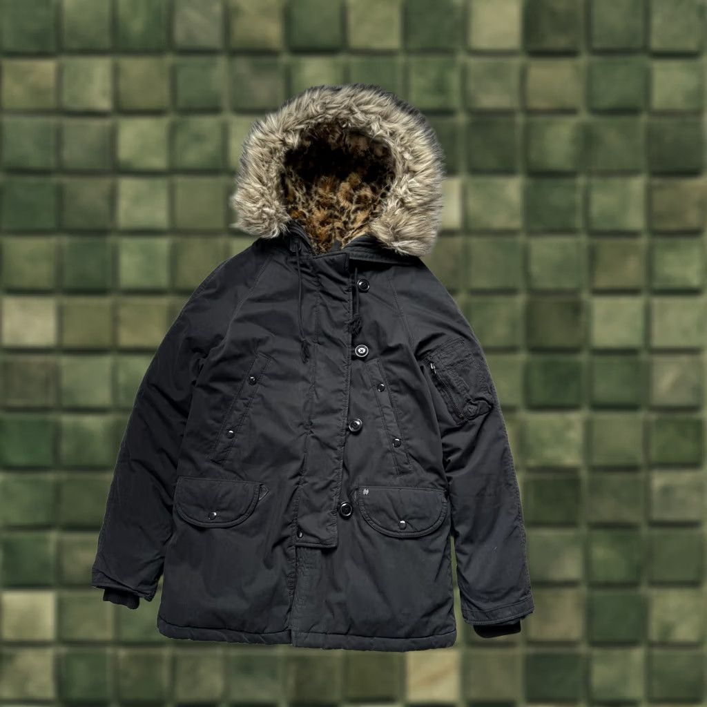 Vintage VINTAGE Denim & Supply Ralph Lauren Faux Fur Parka Jacket Button Hooded Black Unisex XS Women Parka Fur Jacket 90s Size XS / US 0-2 / IT 36-38 - 1 Thumbnail