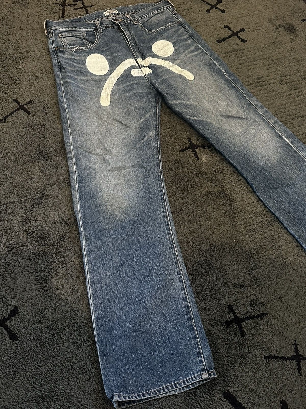 Bape Vintage Bape Baby Milo Store Sad Face Jeans Distressed Size US 34 / EU 50 - 5 Thumbnail