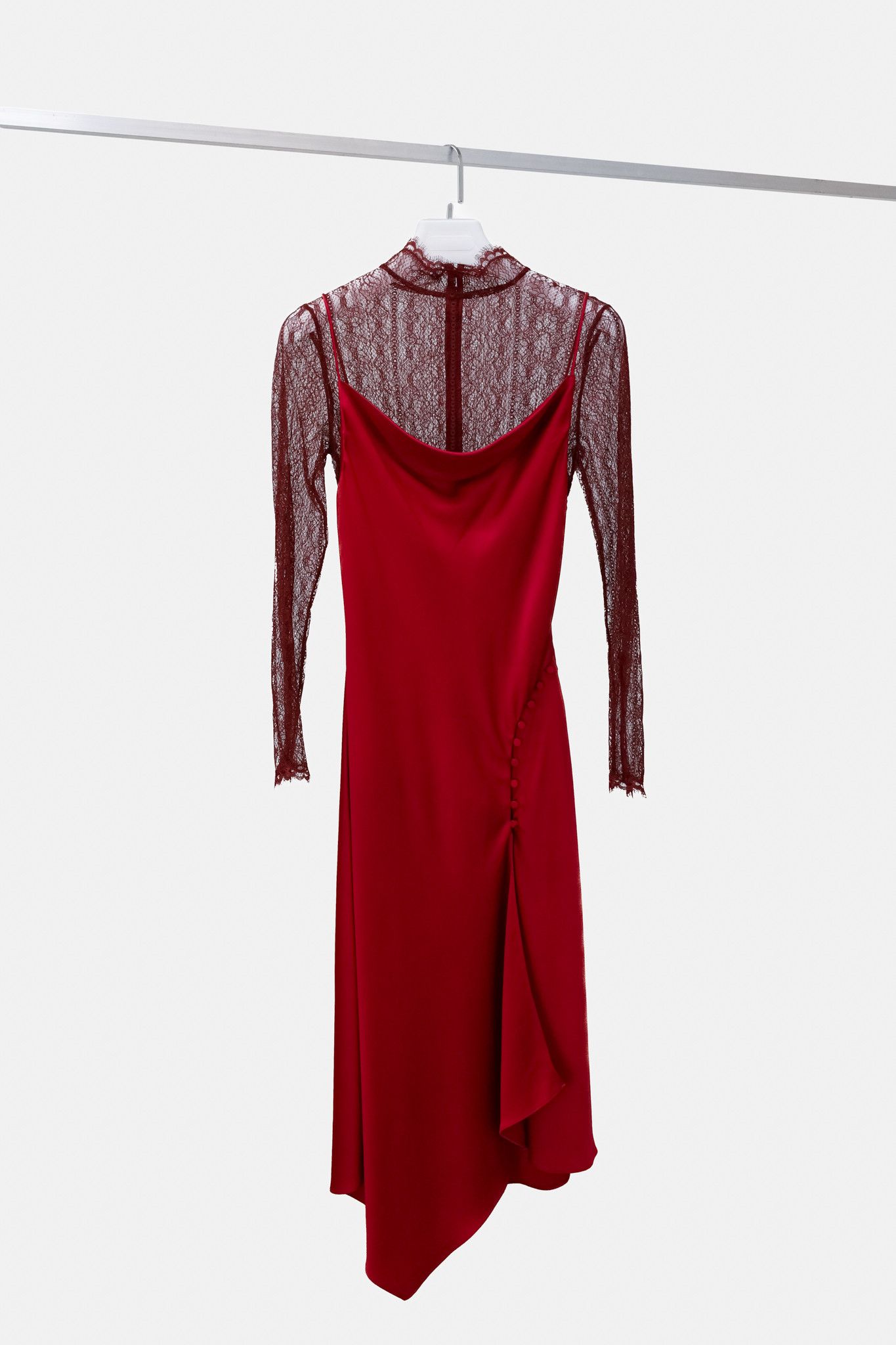 image of Jonathan Simkhai Red Lace And Satin Dress, Women's (Size Medium)