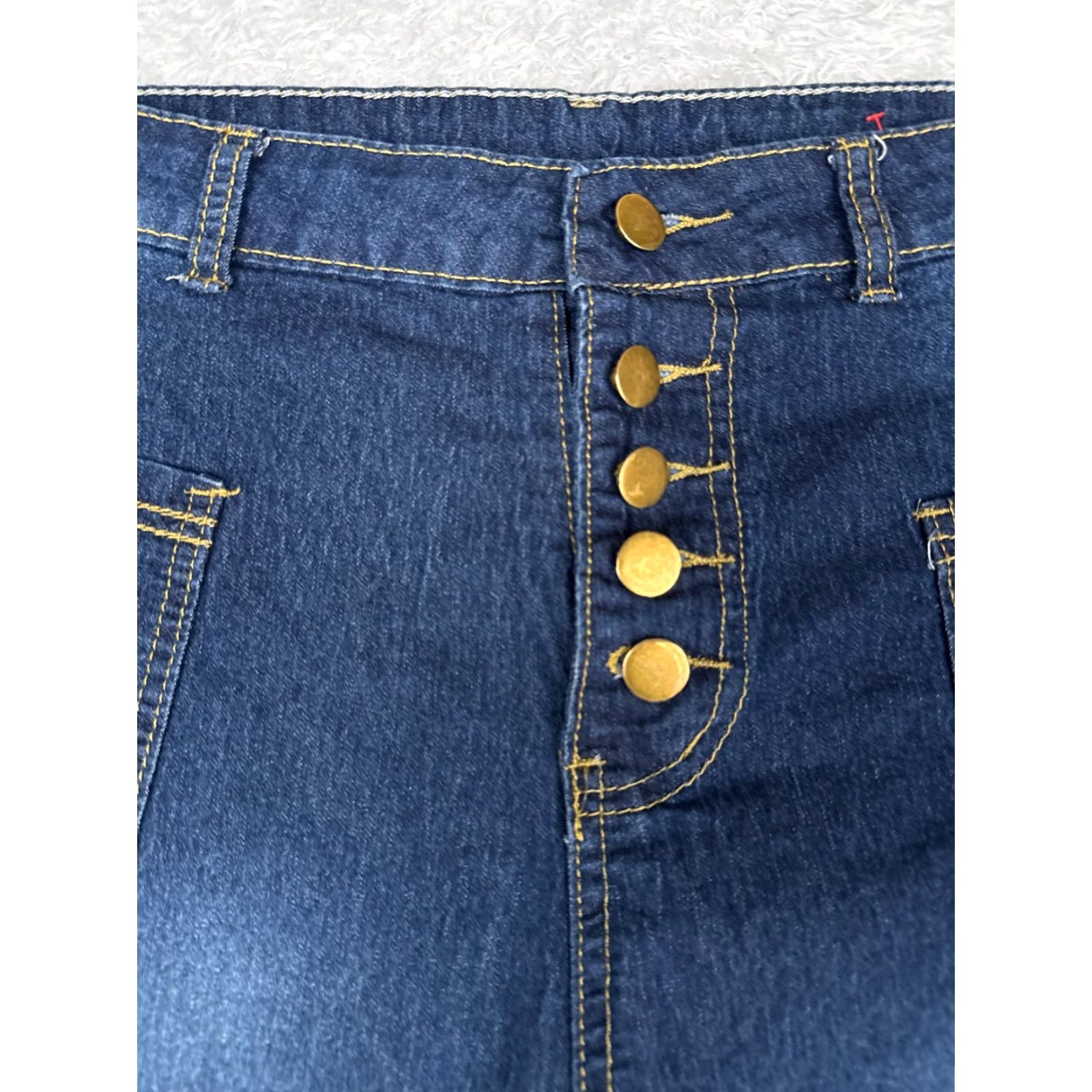 Vintage Womens Jeans 32 Blue Denim Flared High Rise Button Fly 32x28 Dark Wash Cotton Size 24" / US 00 / IT 34 - 5 Thumbnail
