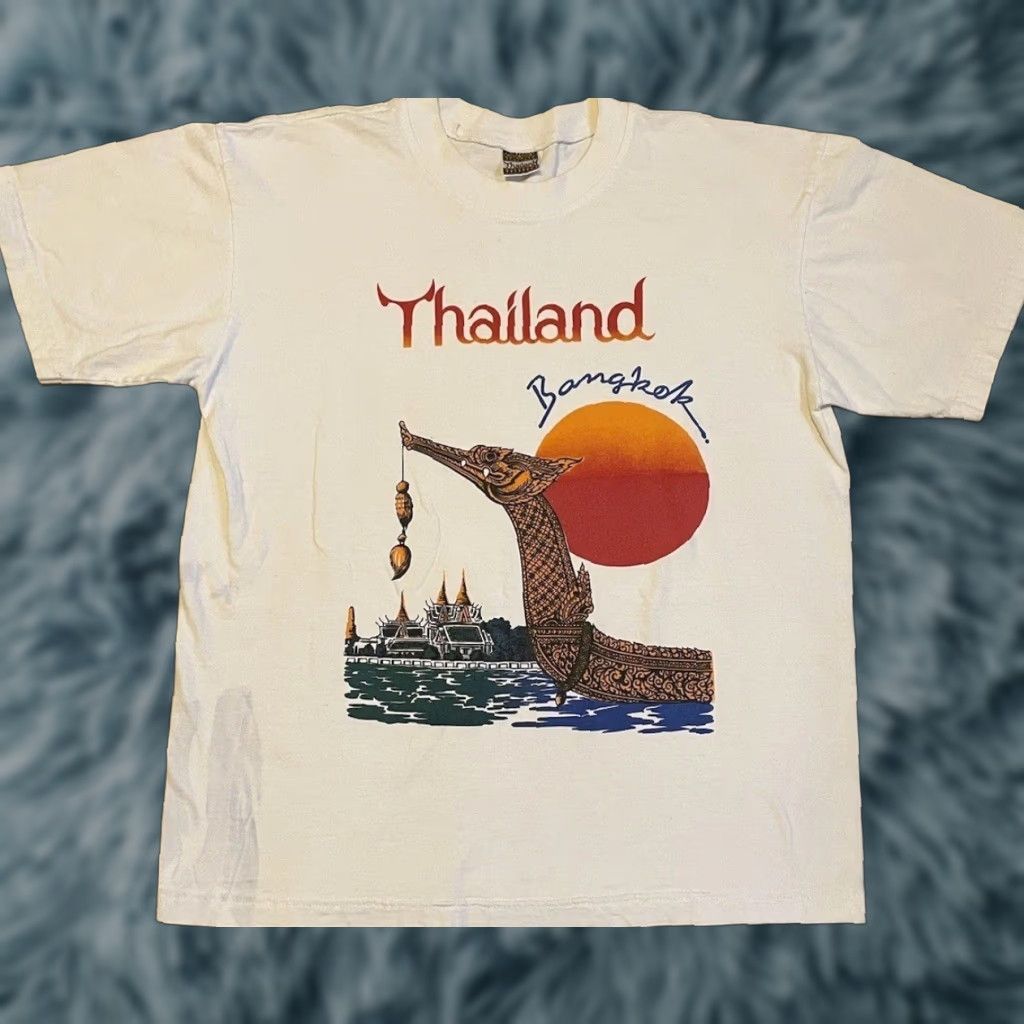 Vintage Vtg 90s Bangkok Thailand Faded Shirt S Dragon Sunset Art Surf Asia Grunge 80s Size US S / EU 44-46 / 1 - 1 Thumbnail