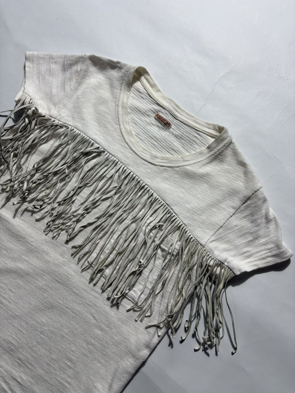 Kapital 00’S RARE KAPITAL LEATHER FRINGE POCKET TEE Size XS / US 0-2 / IT 36-38 - 2 Thumbnail