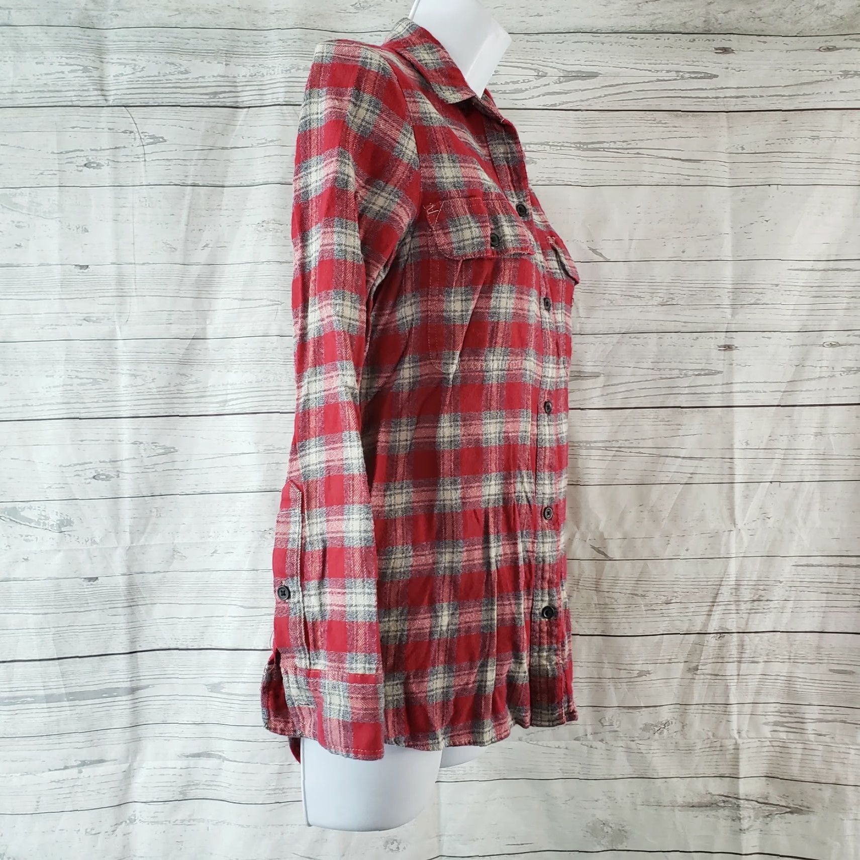 Madewell Madewell Womens Ex-Boyfriend Shirt Fairfax Plaid Sz Small Red Button Front Shirt Women Size S / US 4 / IT 40 - 3 Thumbnail